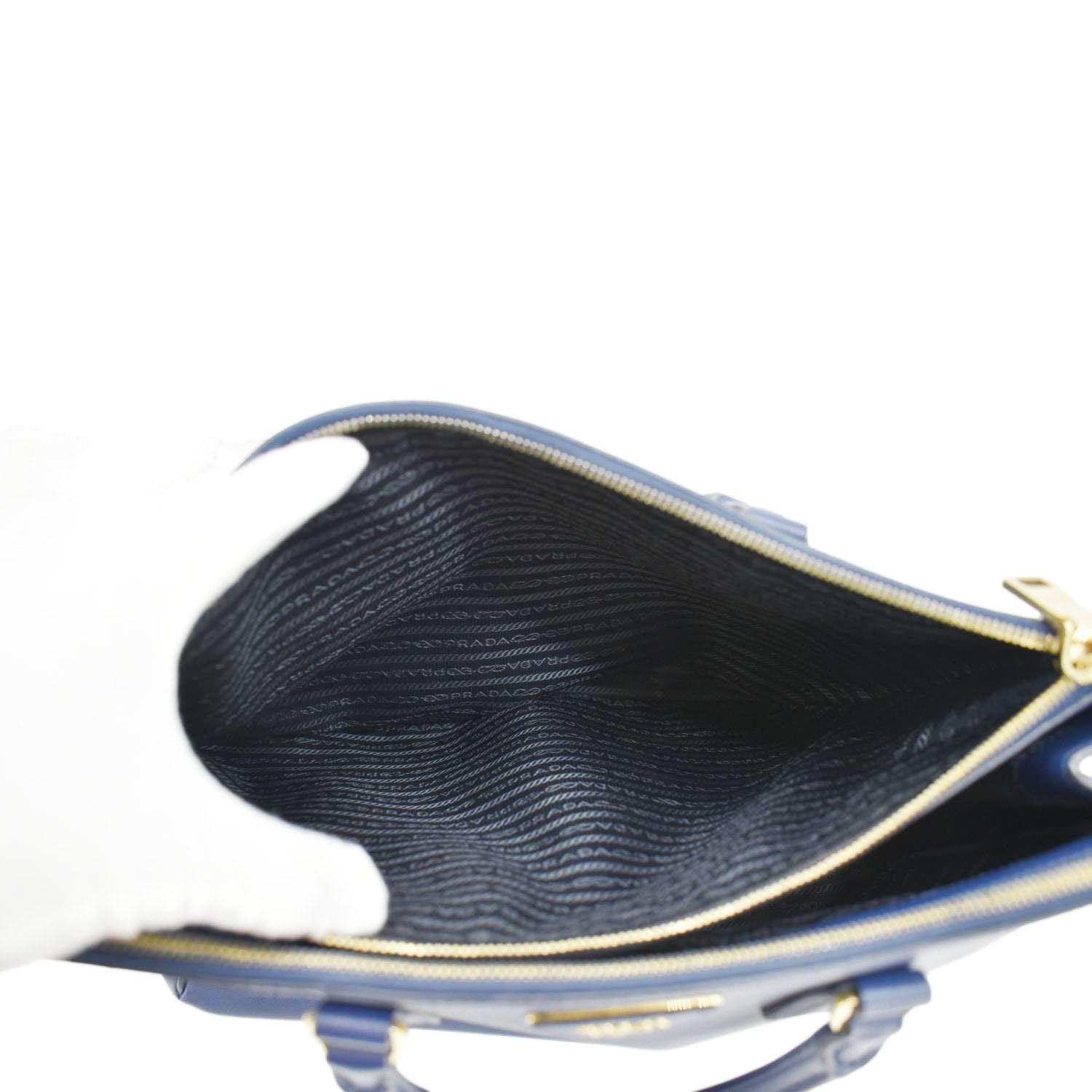 PRADA Galleria Double-Zip Medium Saffiano Leather Tote Bag Blue