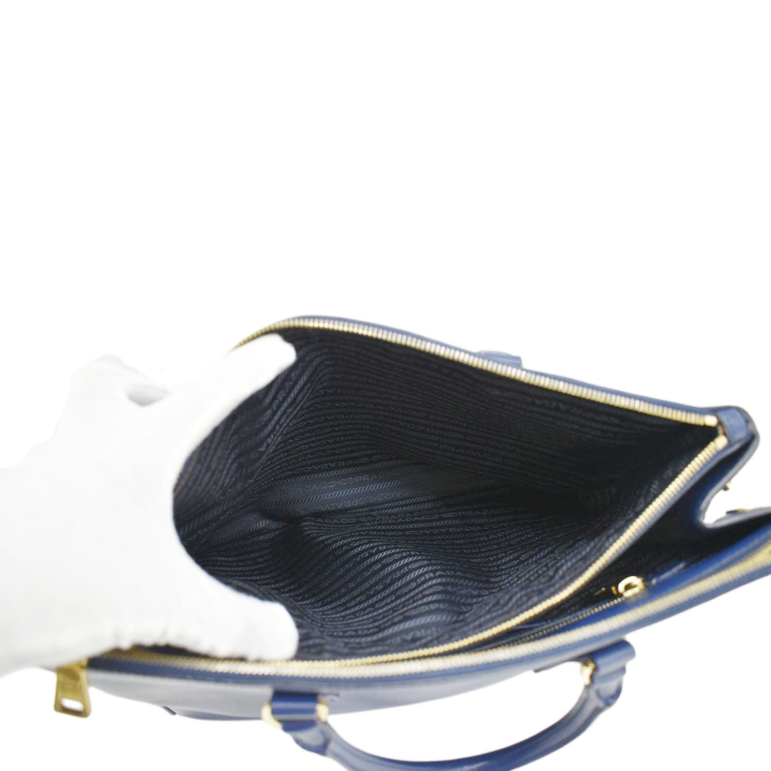 PRADA Galleria Double-Zip Medium Saffiano Leather Tote Bag Blue