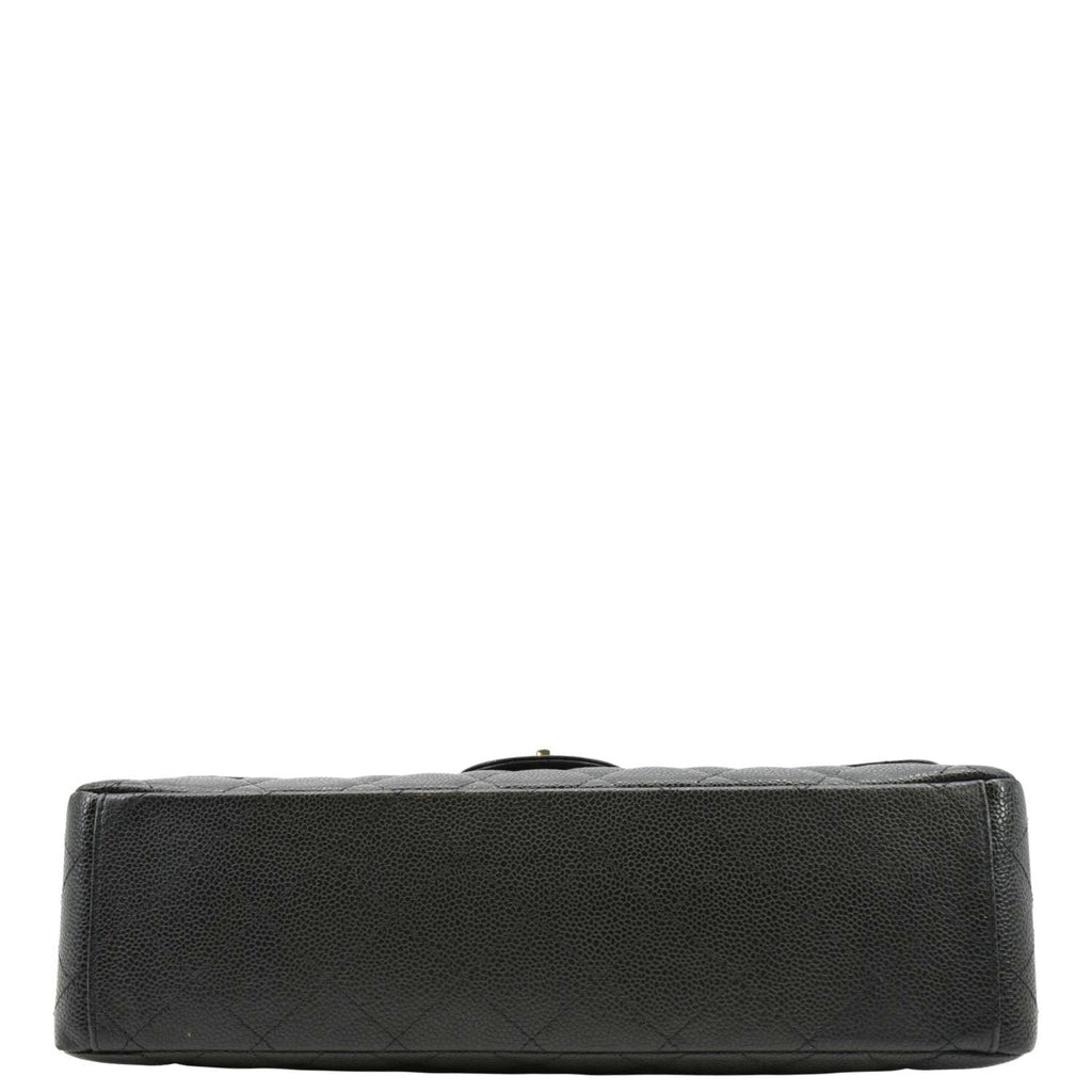 CHANEL Classic Maxi Single Flap Caviar Leather Shoulder Bag Black