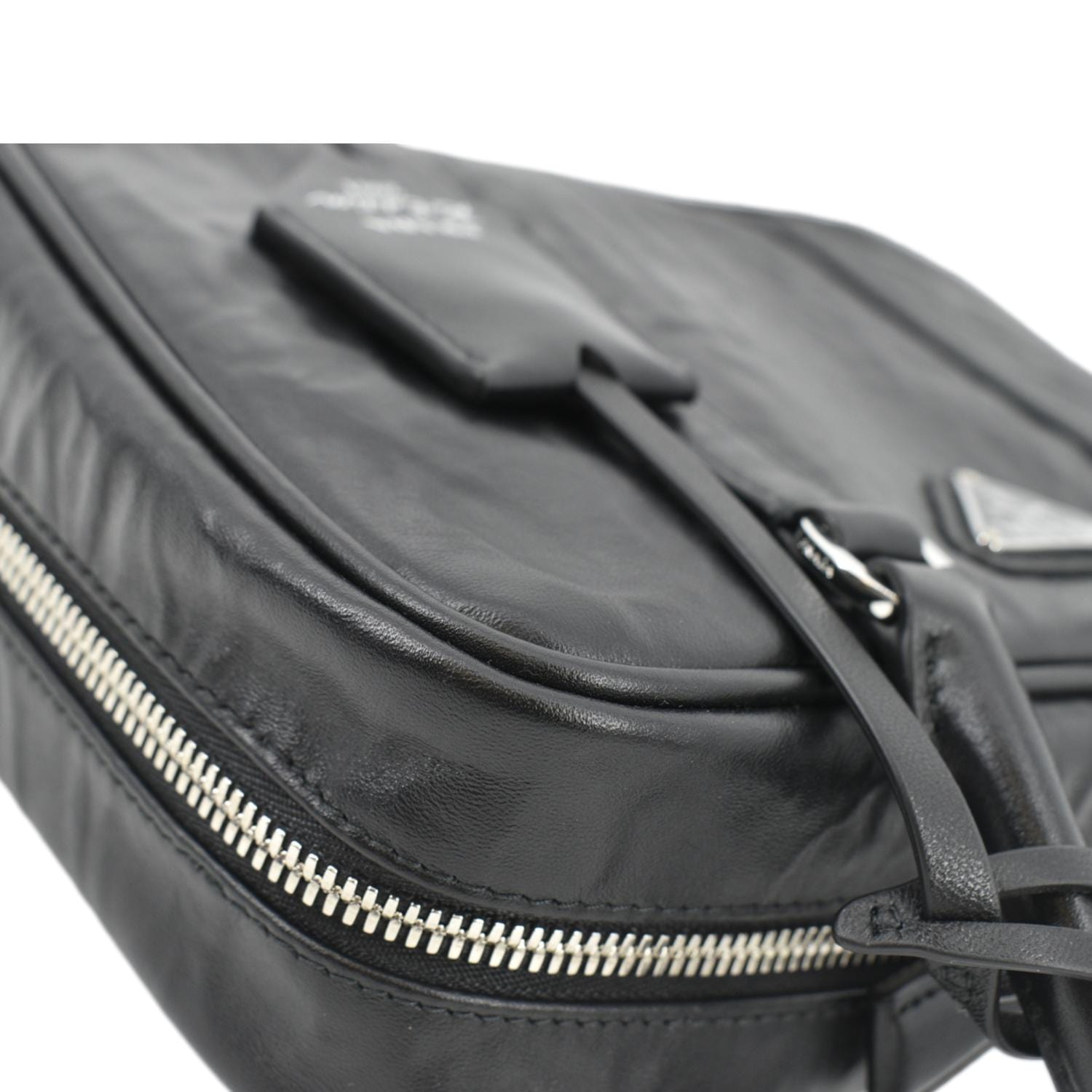 PRADA Re-edition 2001 Medium Antique Nappa Leather Shoulder Bag Black