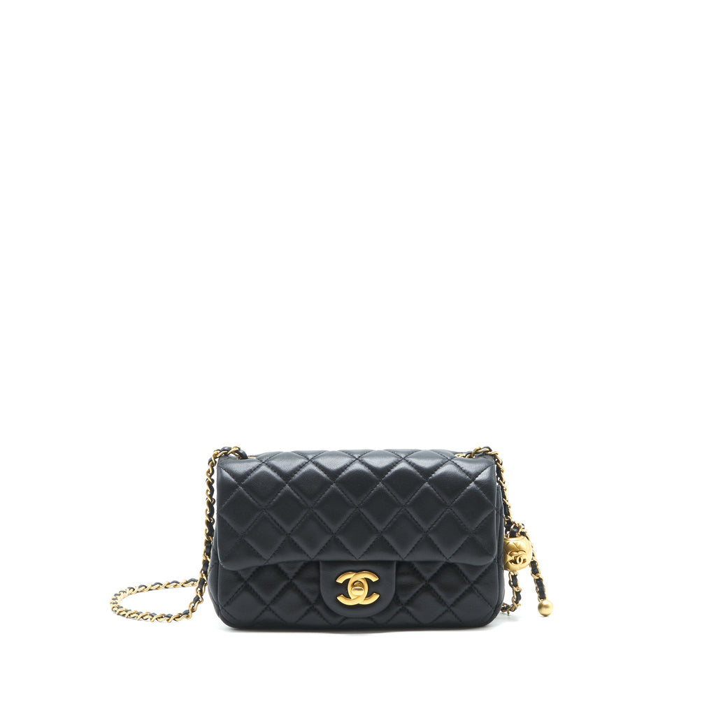 Chanel pearl crush mini rectangular flap bag lambskin black