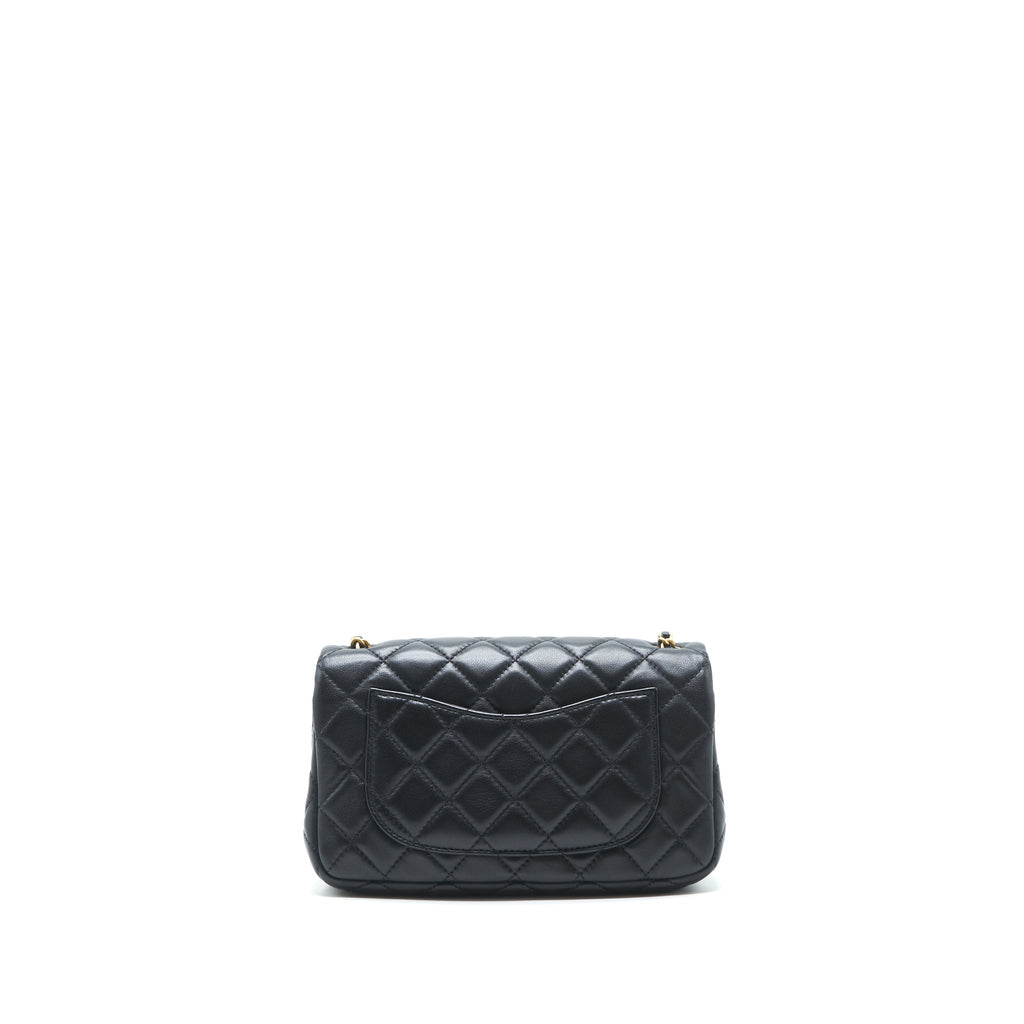 Chanel pearl crush mini rectangular flap bag lambskin black