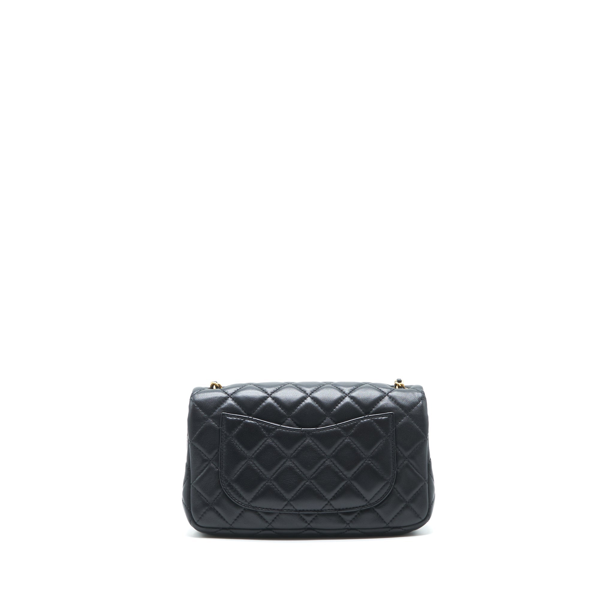 Chanel pearl crush mini rectangular flap bag lambskin black