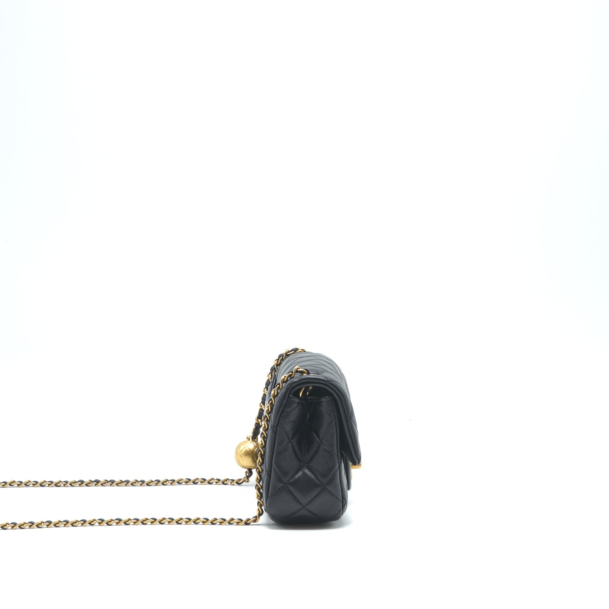 Chanel pearl crush mini rectangular flap bag lambskin black