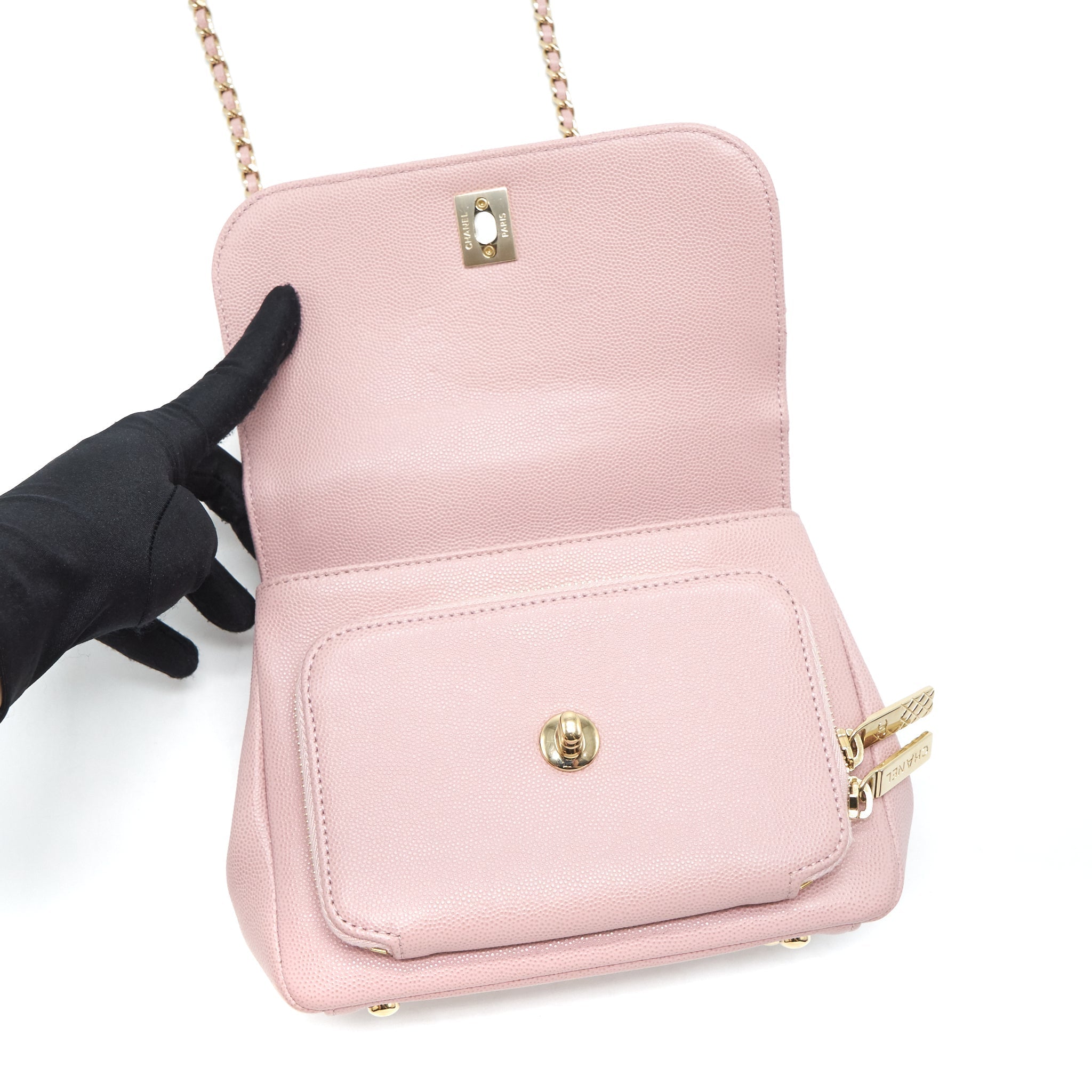 Chanel Small Business affinity flap Bag Caviar Light Pink L