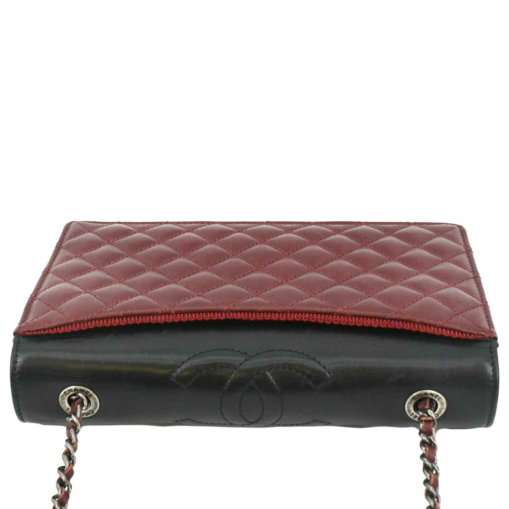 CHANEL Grosgrain Ballerine Flap Quilted Leather Crossbody Bag Maroon
