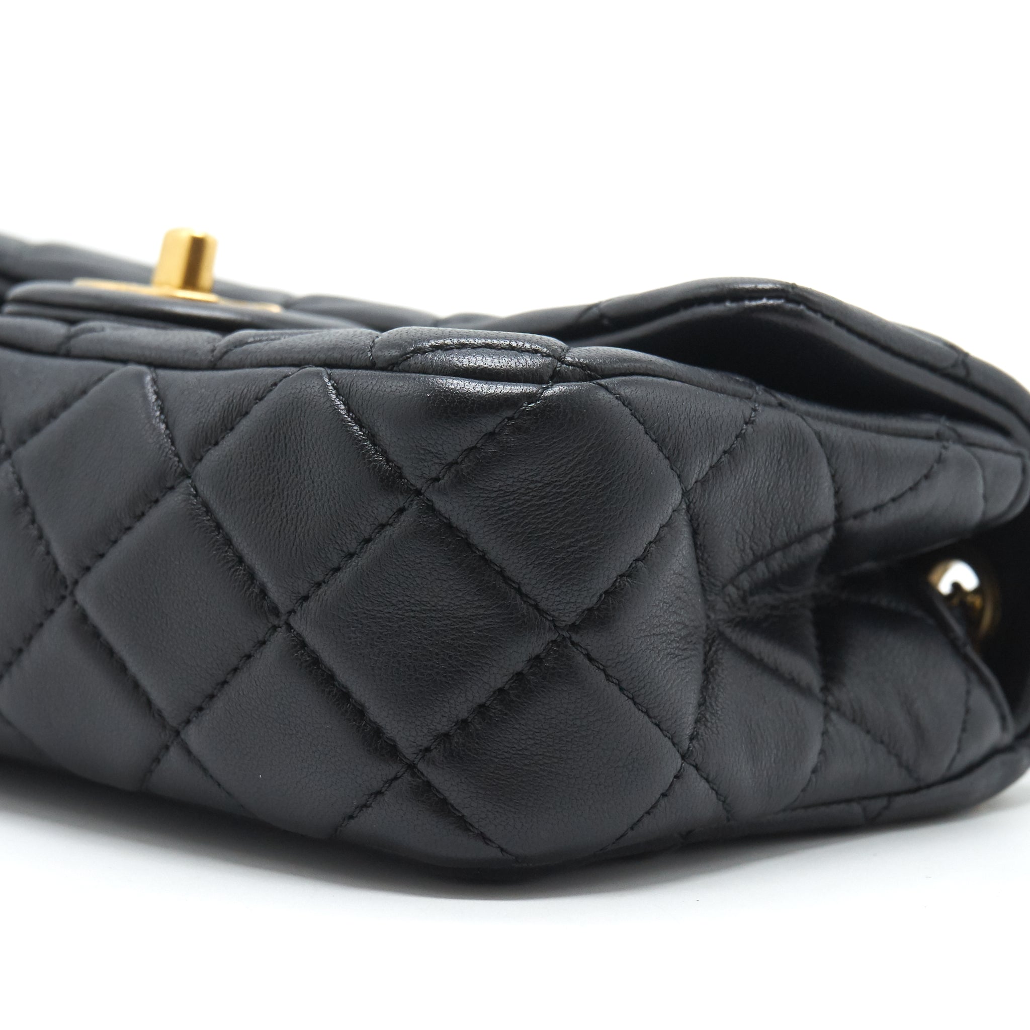 Chanel pearl crush mini rectangular flap bag lambskin black