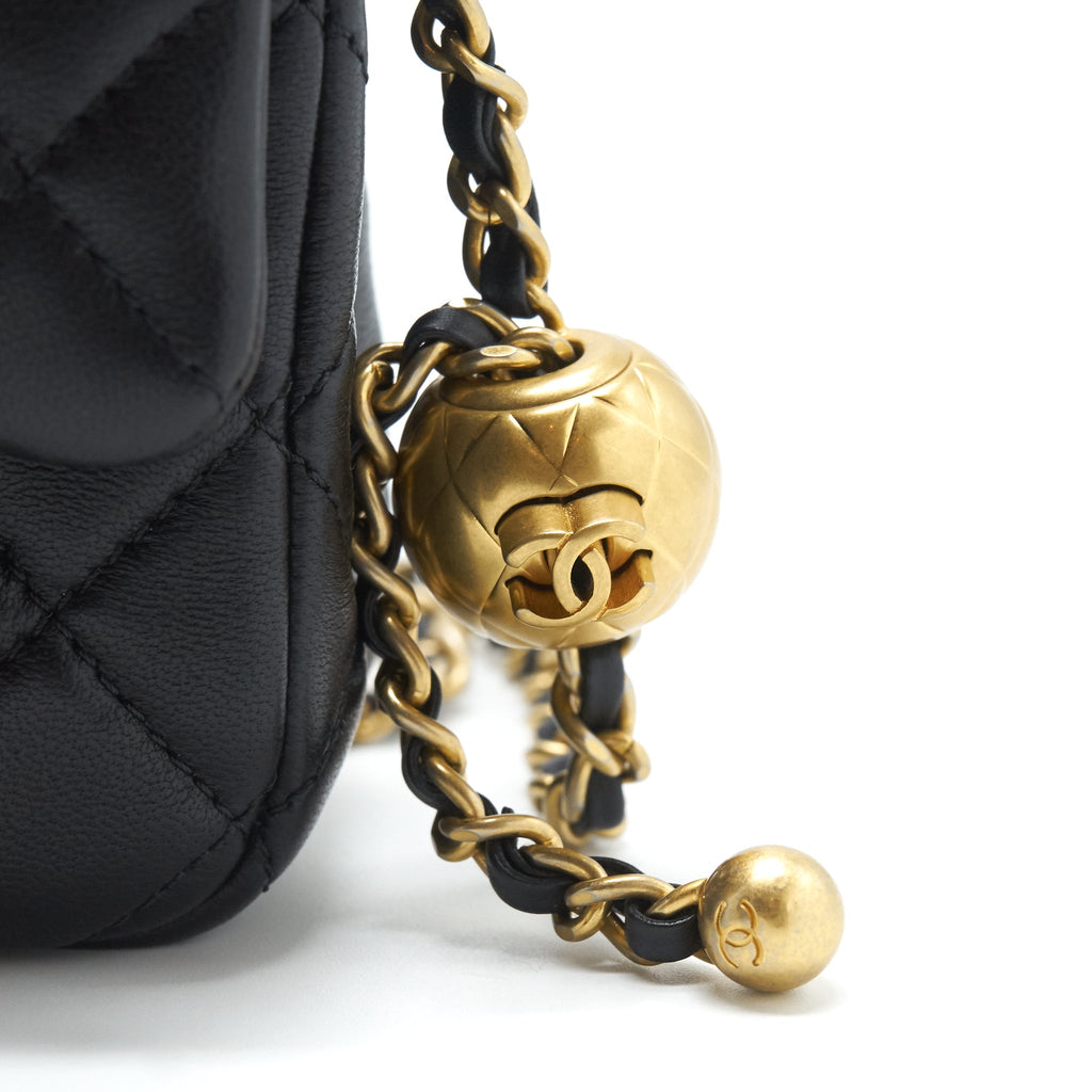 Chanel pearl crush mini rectangular flap bag lambskin black