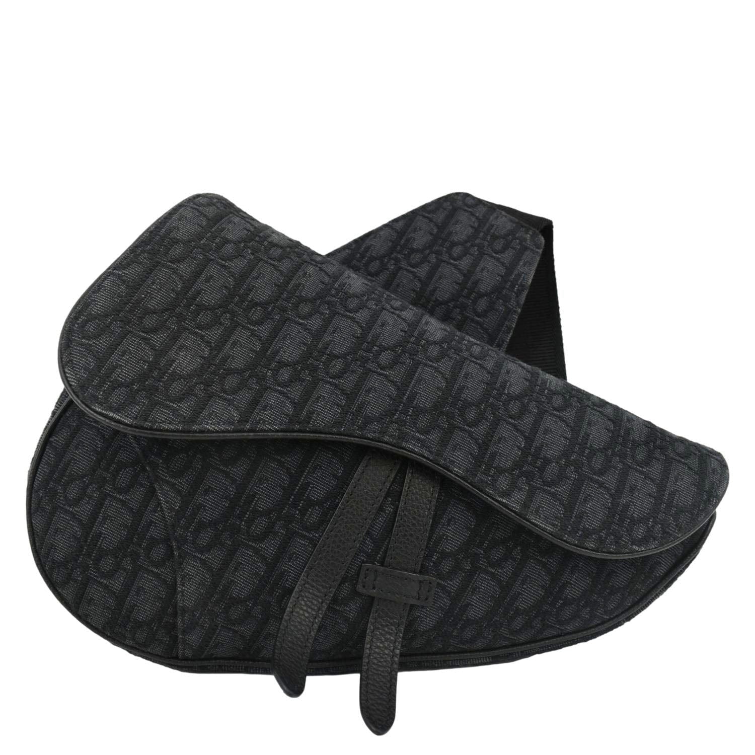 CHRISTIAN DIOR Saddle Oblique Jacquard Crossbody Bag Black