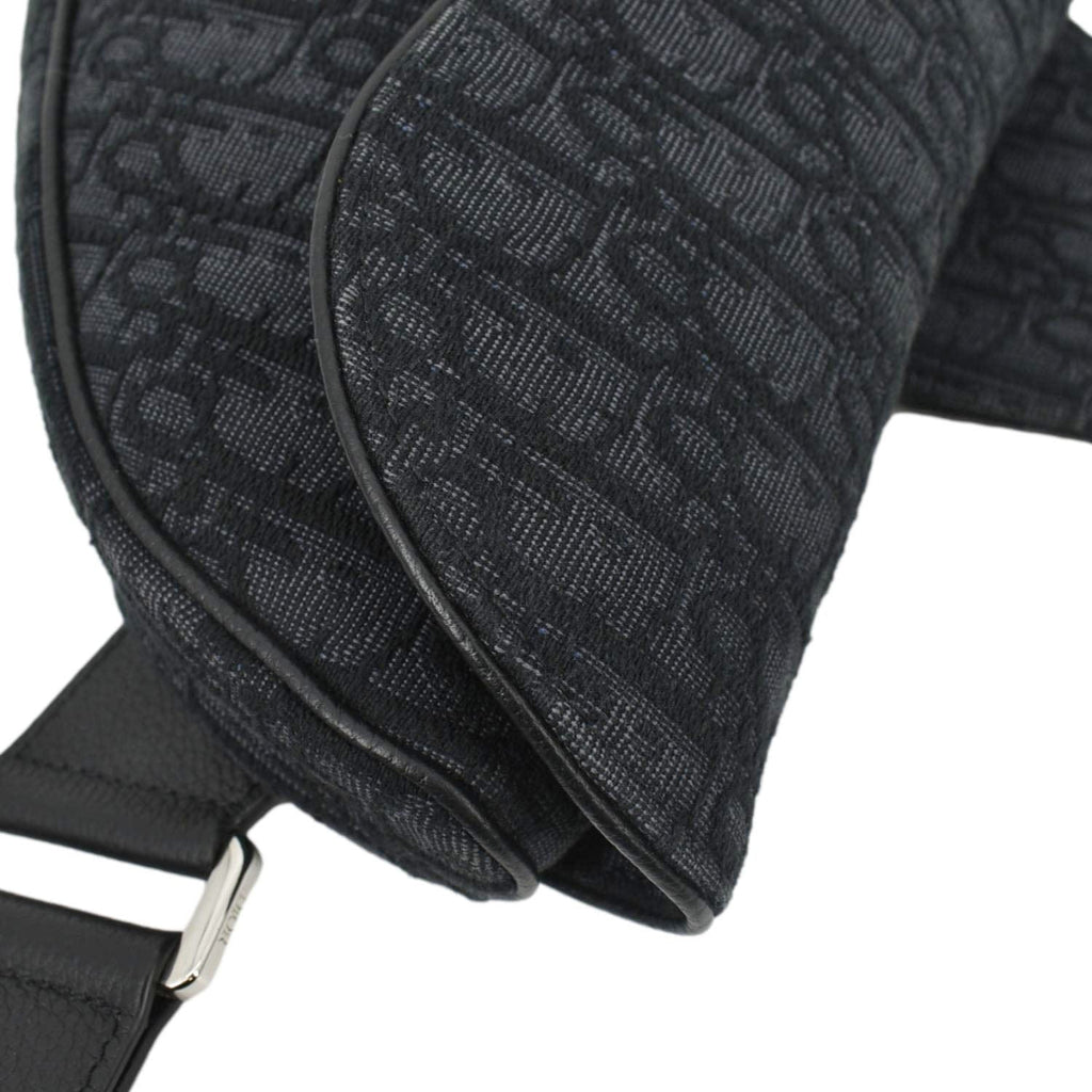 CHRISTIAN DIOR Saddle Oblique Jacquard Crossbody Bag Black