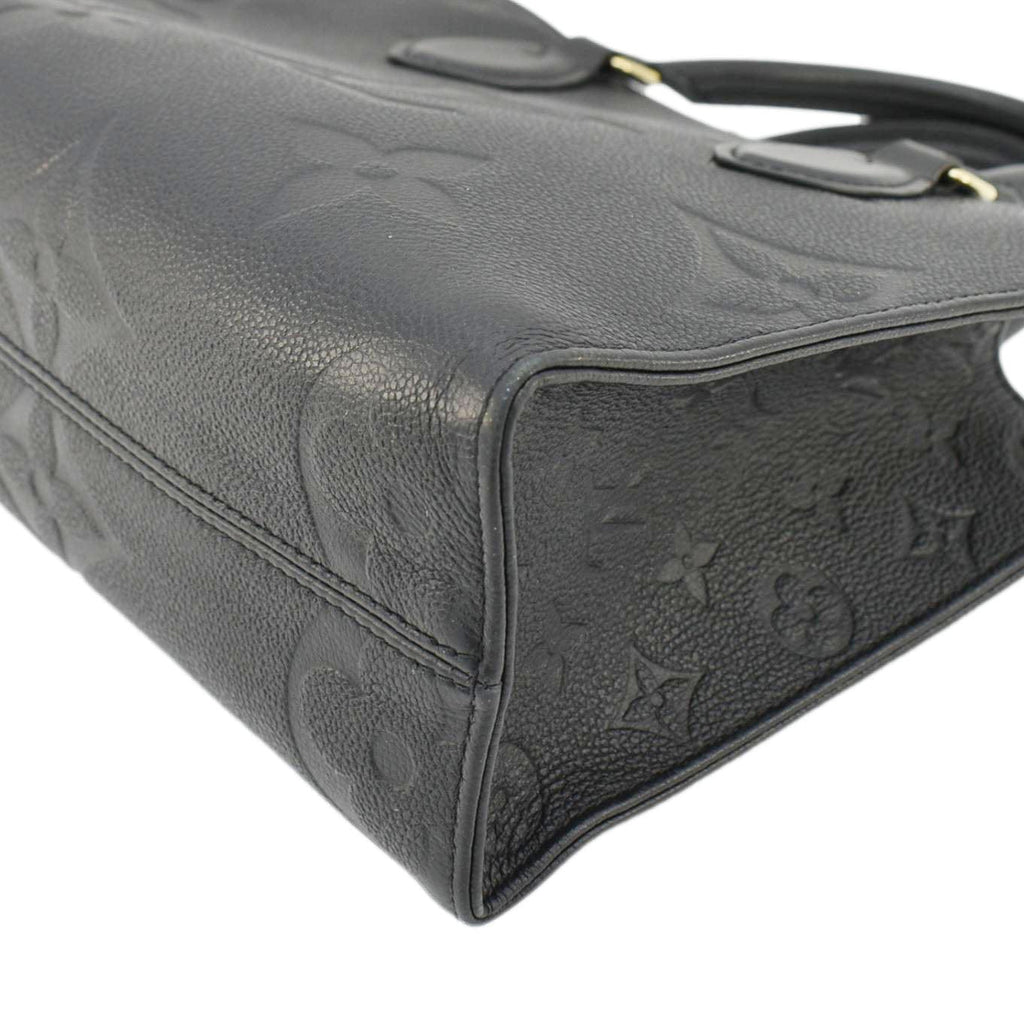 LOUIS VUITTON Onthego PM Monogram Empreinte Leather Tote Shoulder Bag Black