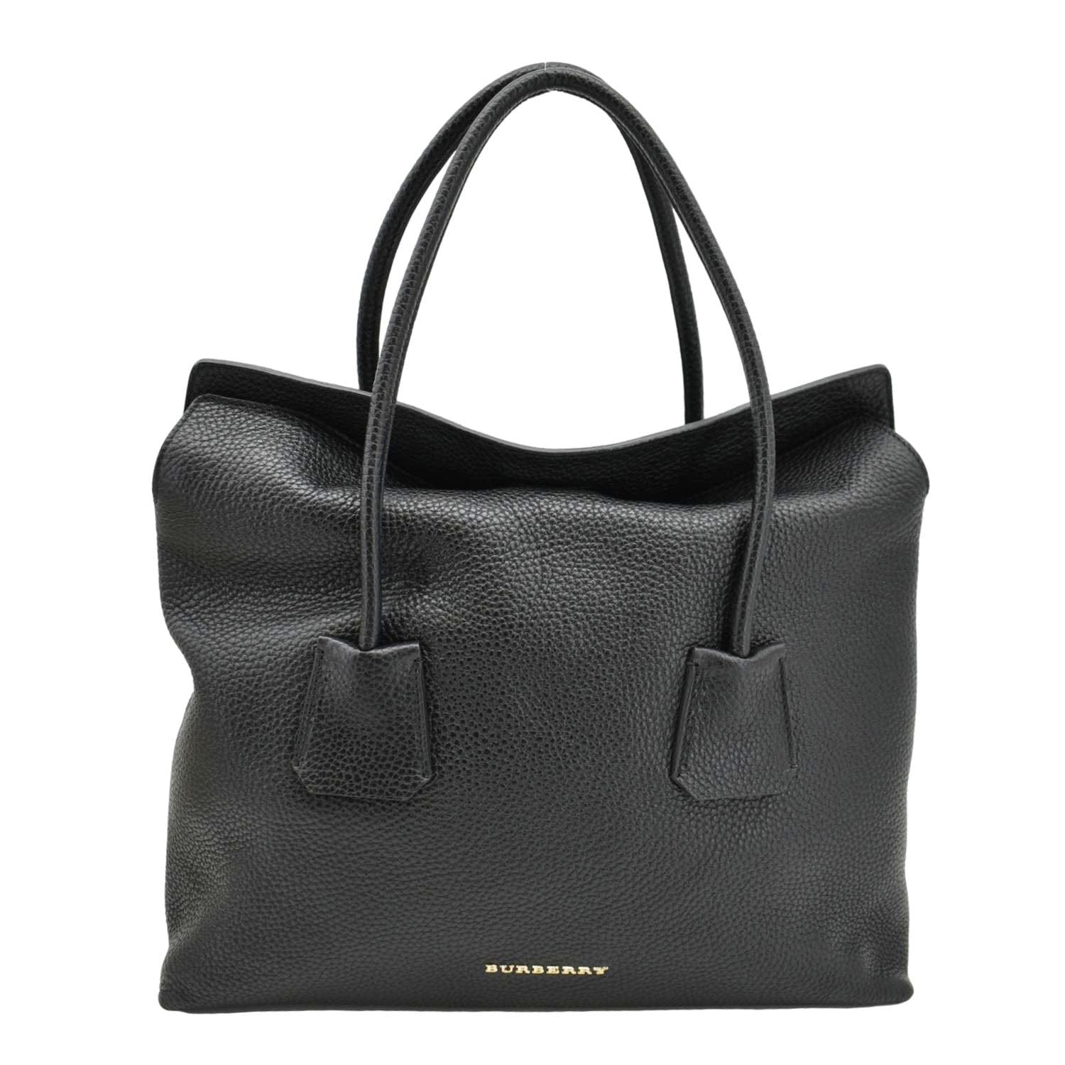 BURBERRY Baynard Medium Grainy Calfskin Leather Tote Bag Black