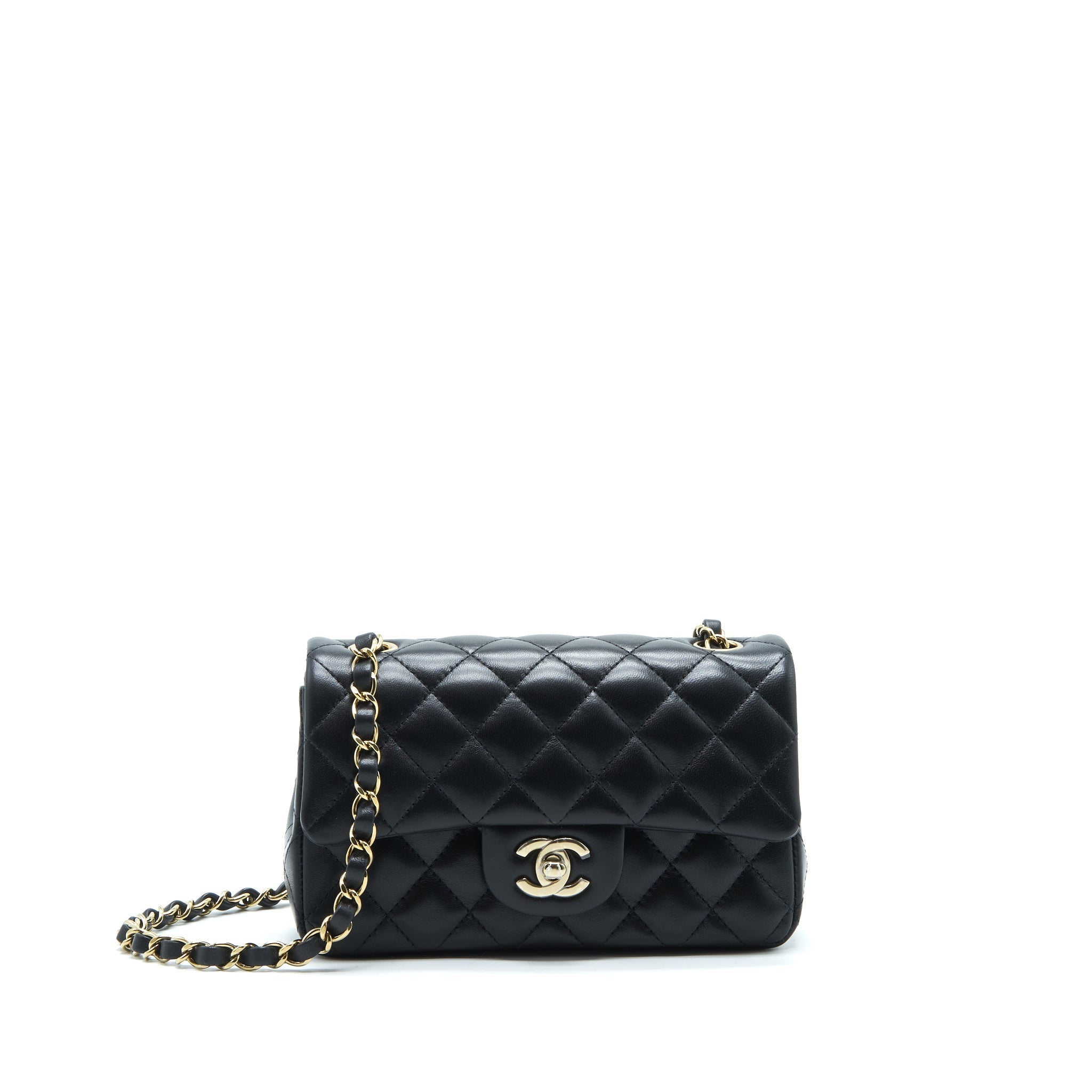 Chanel Mini Rectangular Flap Bag Lambskin Black L(Microchip）
