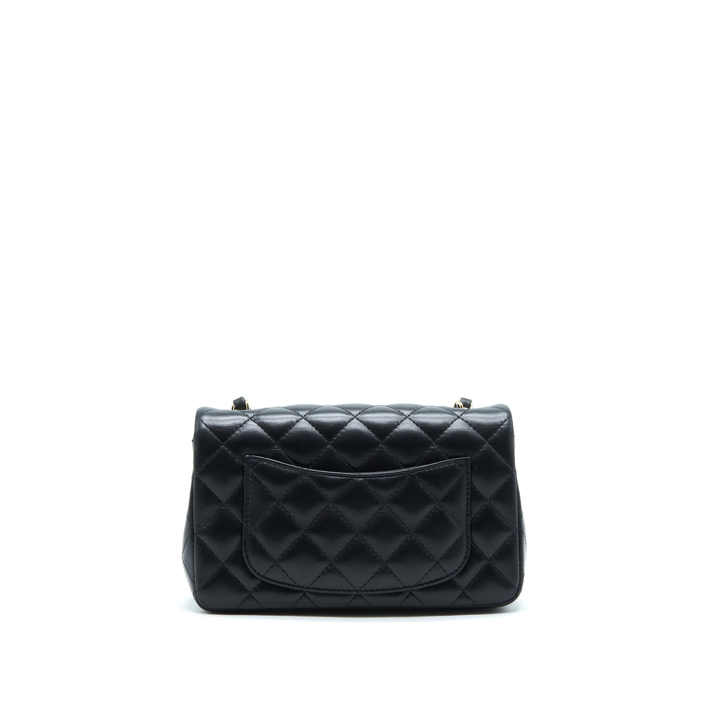 Chanel Mini Rectangular Flap Bag Lambskin Black L(Microchip）