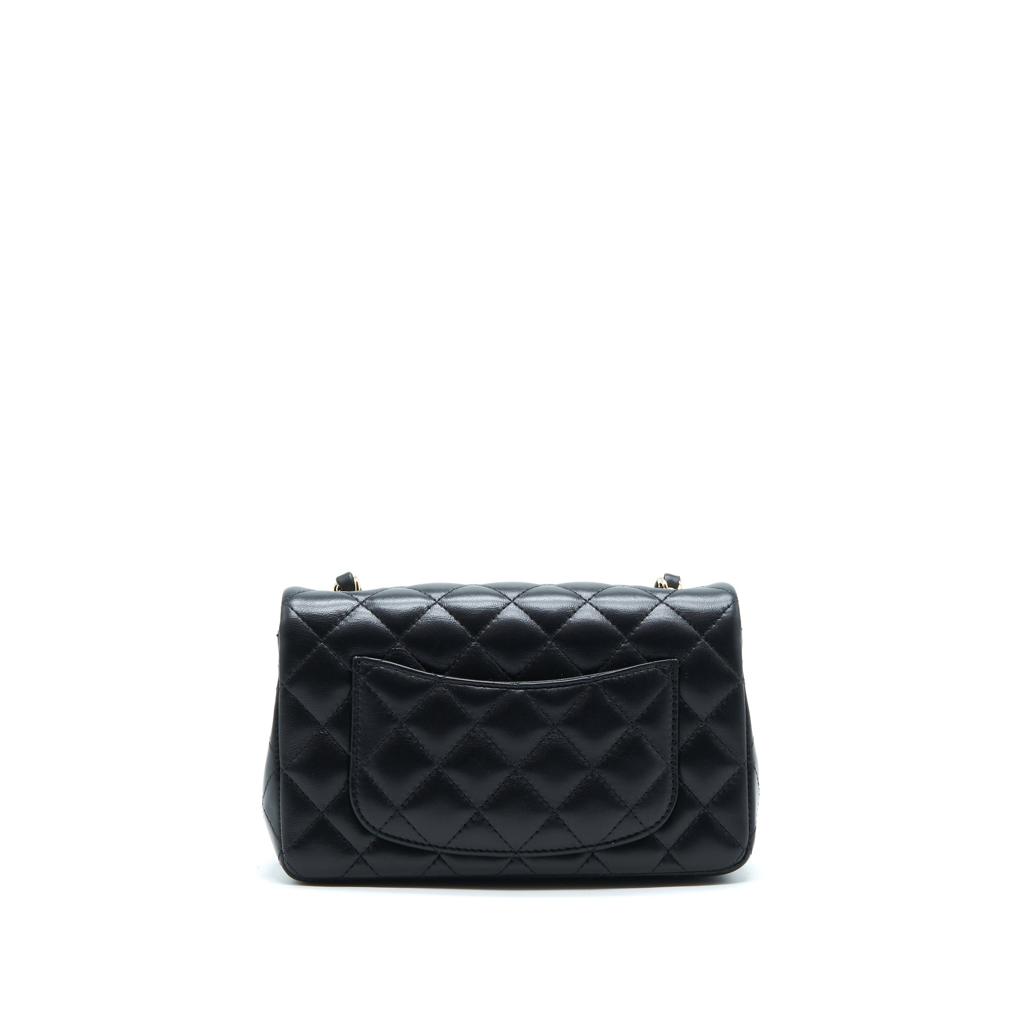 Chanel Mini Rectangular Flap Bag Lambskin Black L(Microchip）
