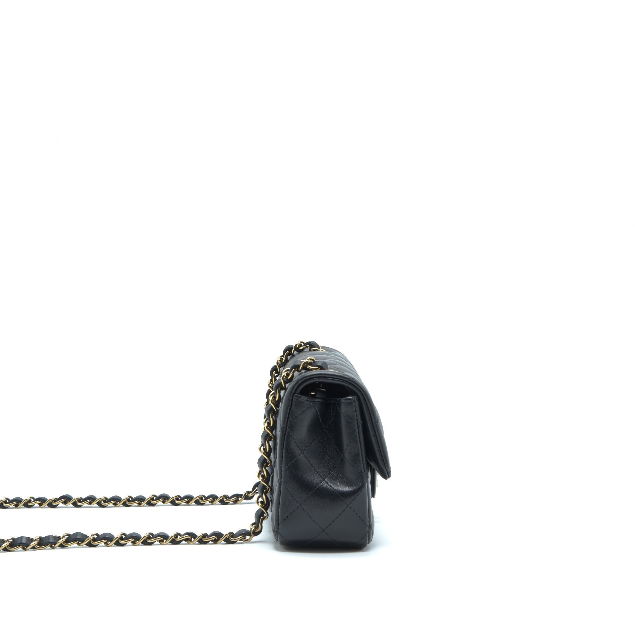 Chanel Mini Rectangular Flap Bag Lambskin Black L(Microchip）