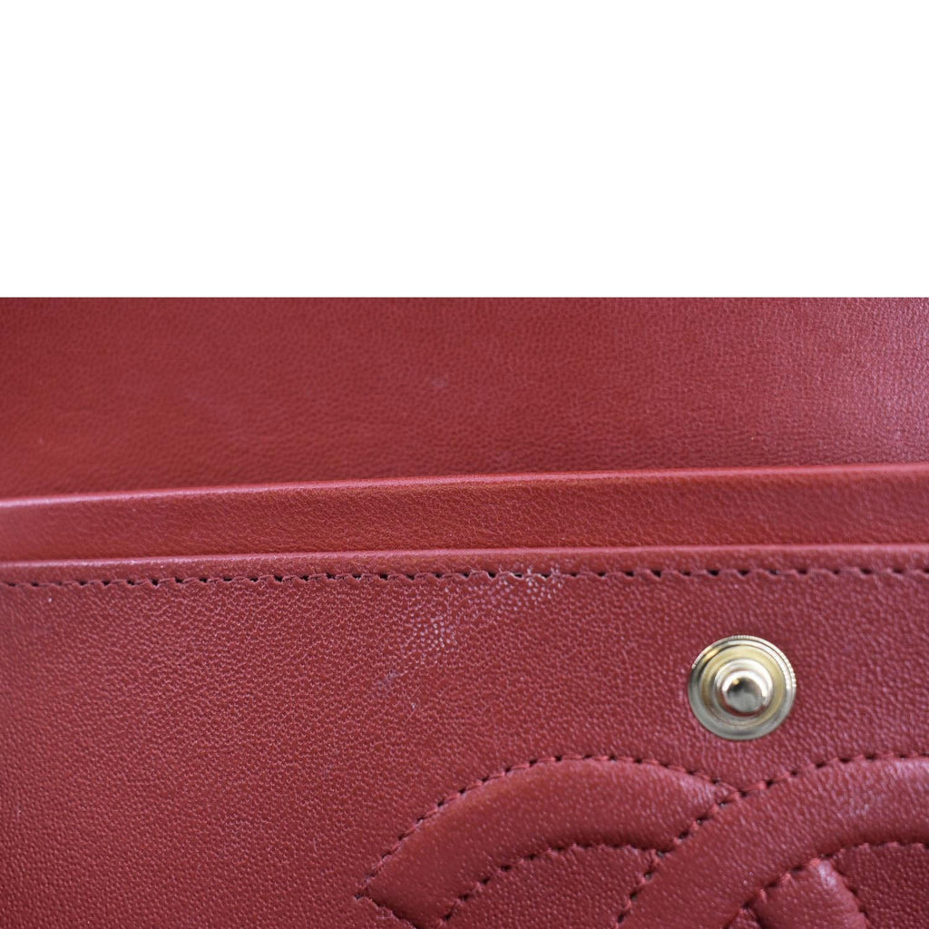 CHANEL Classic Medium Double Flap Quilted Leather Shoulder Bag Red