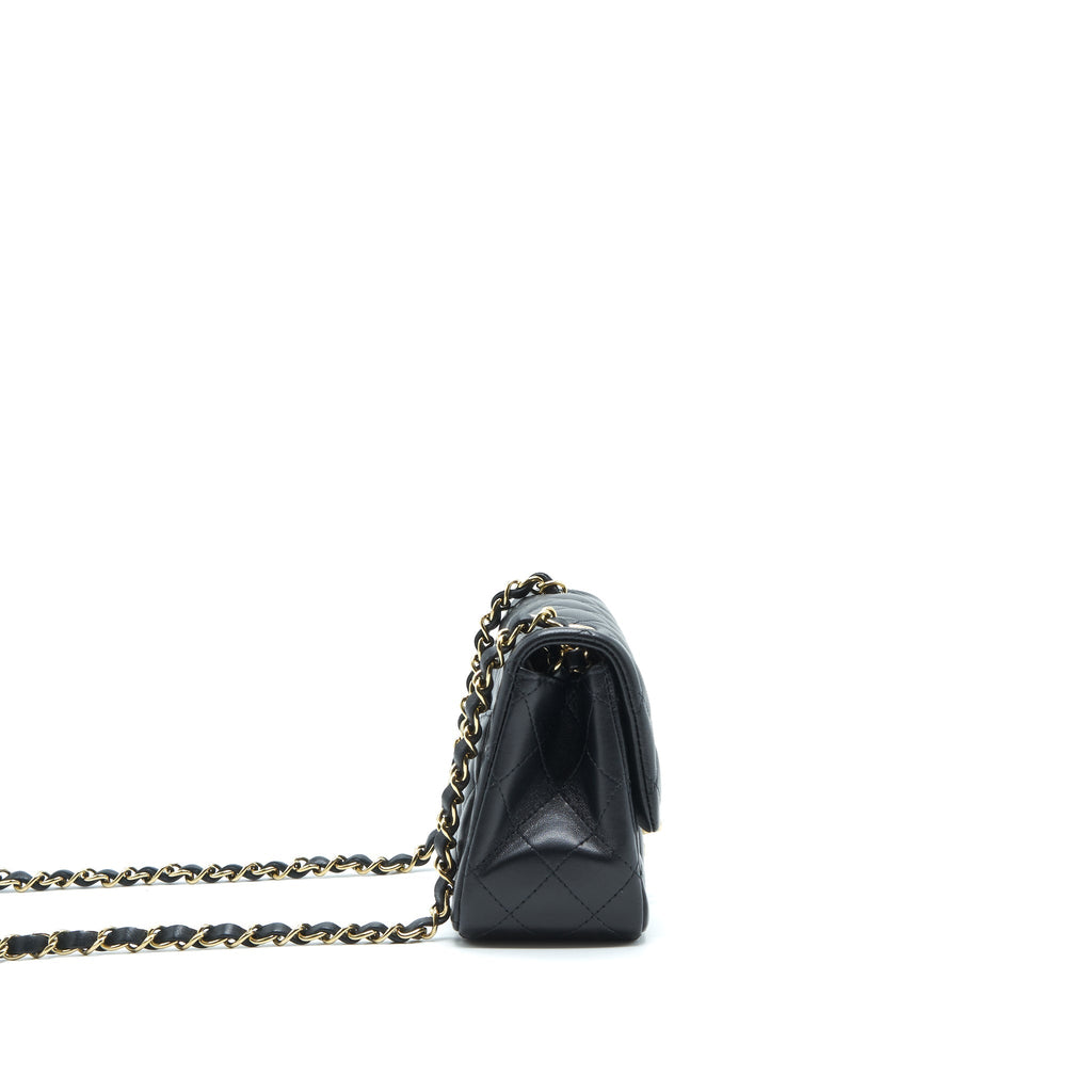 Chanel Mini Square Flap Bag Lambskin Black L