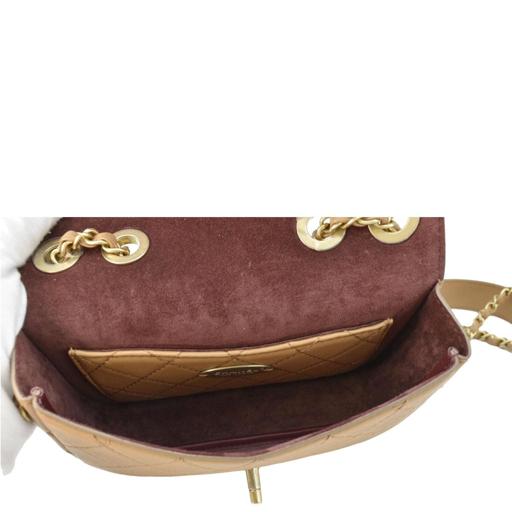 CHANEL Multi Pouching Flap With Coin Purse Quilted Calfskin Leather Crossbody Bag Brown