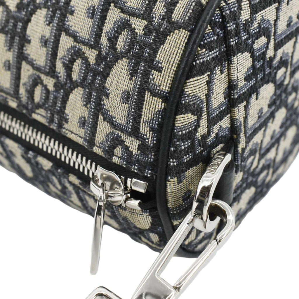 CHRISTIAN DIOR Roller Oblique Canvas Messenger Bag Navy Blue