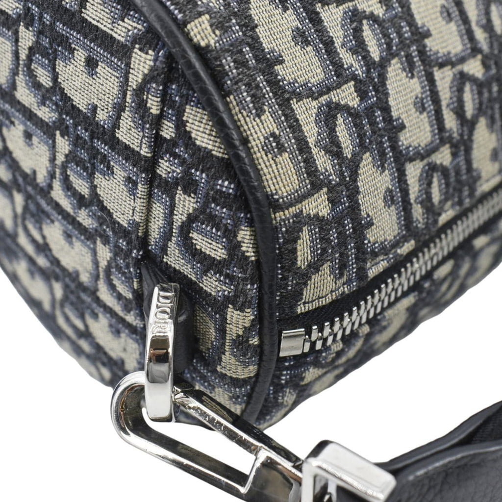 CHRISTIAN DIOR Roller Oblique Canvas Messenger Bag Navy Blue