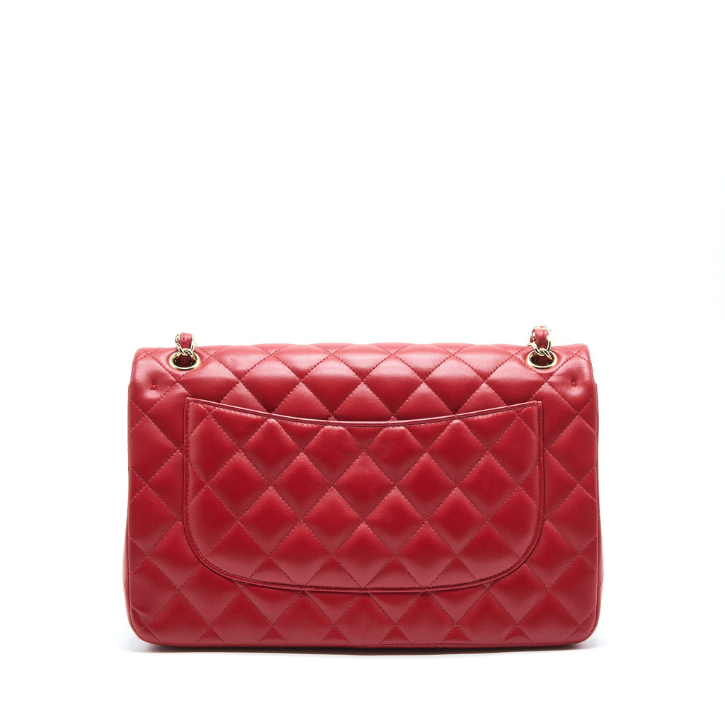 Chanel Classic Jumbo Double Flap Bag Lambskin Red L