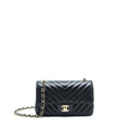 Chanel Chevron Mini Rectangular Flap Bag Lambskin Black L
