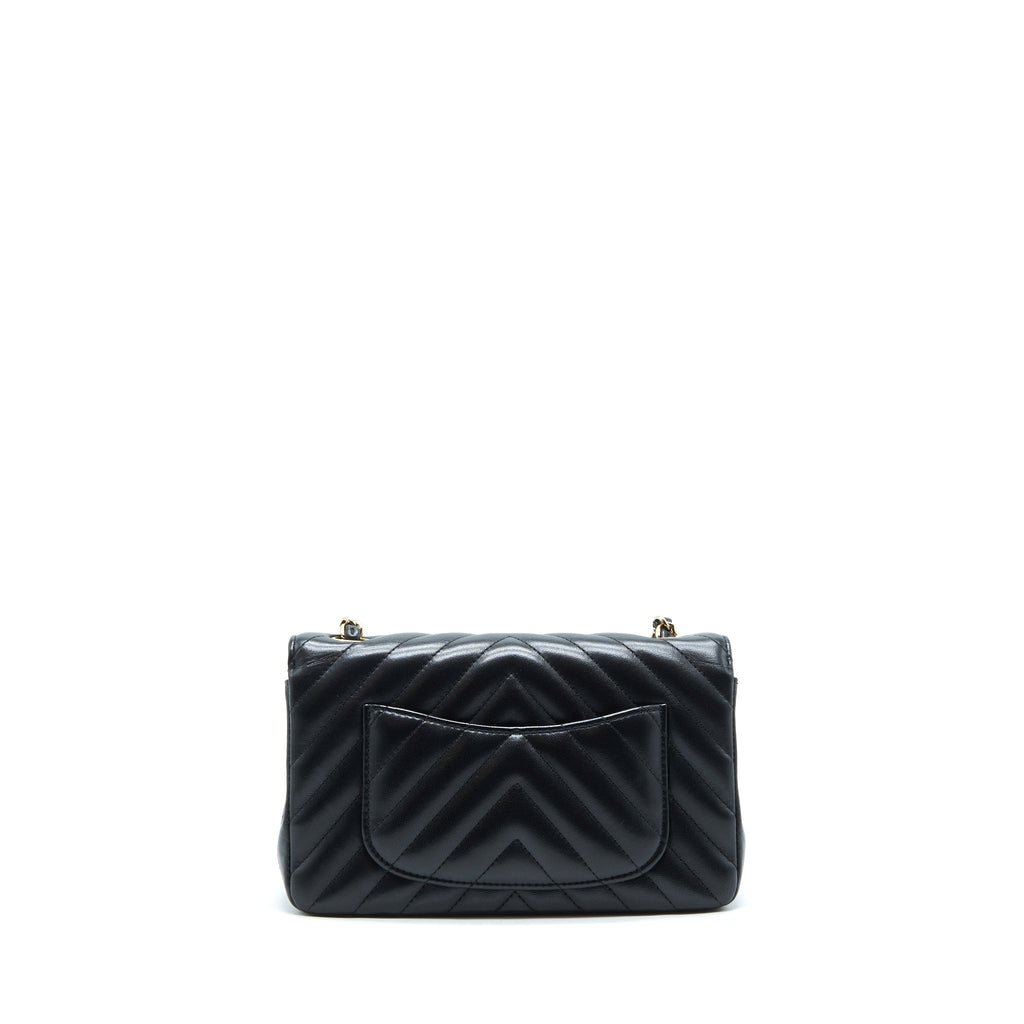 Chanel Chevron Mini Rectangular Flap Bag Lambskin Black L