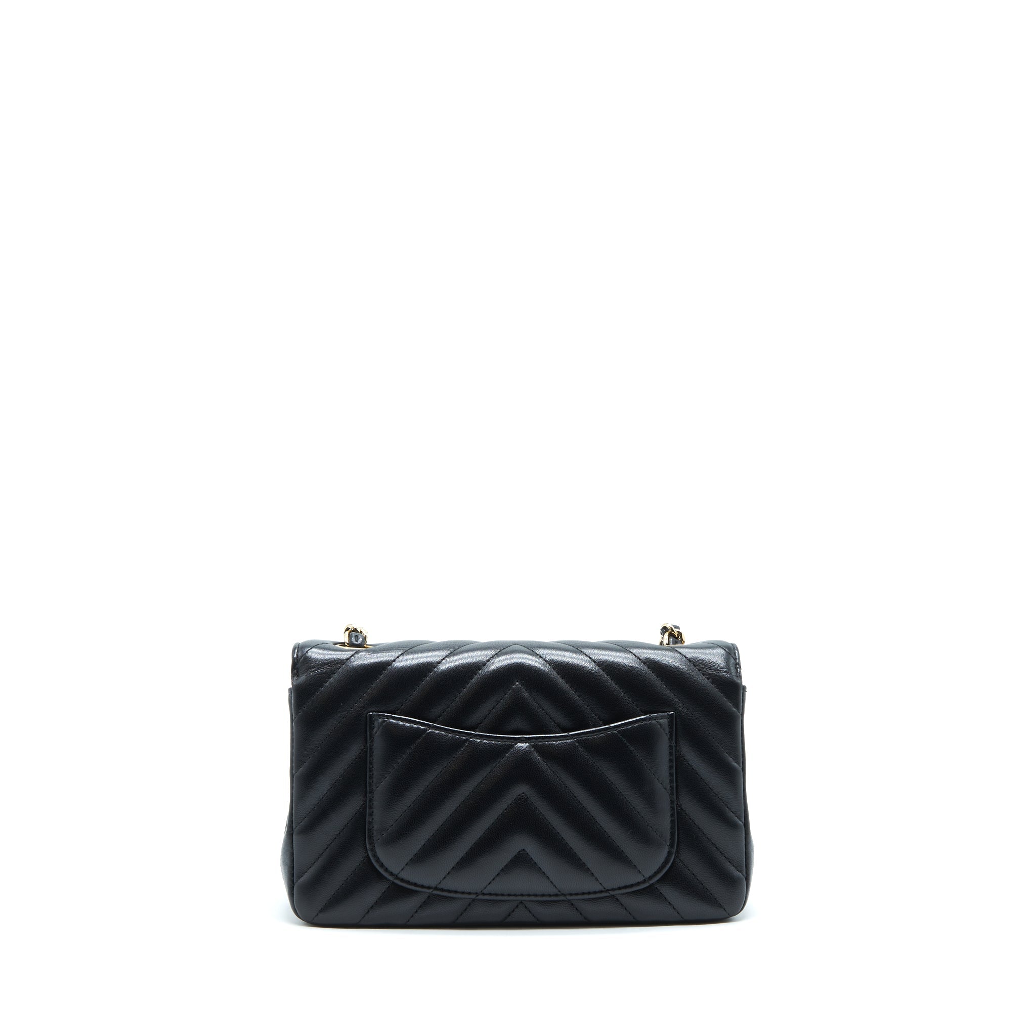 Chanel Chevron Mini Rectangular Flap Bag Lambskin Black L