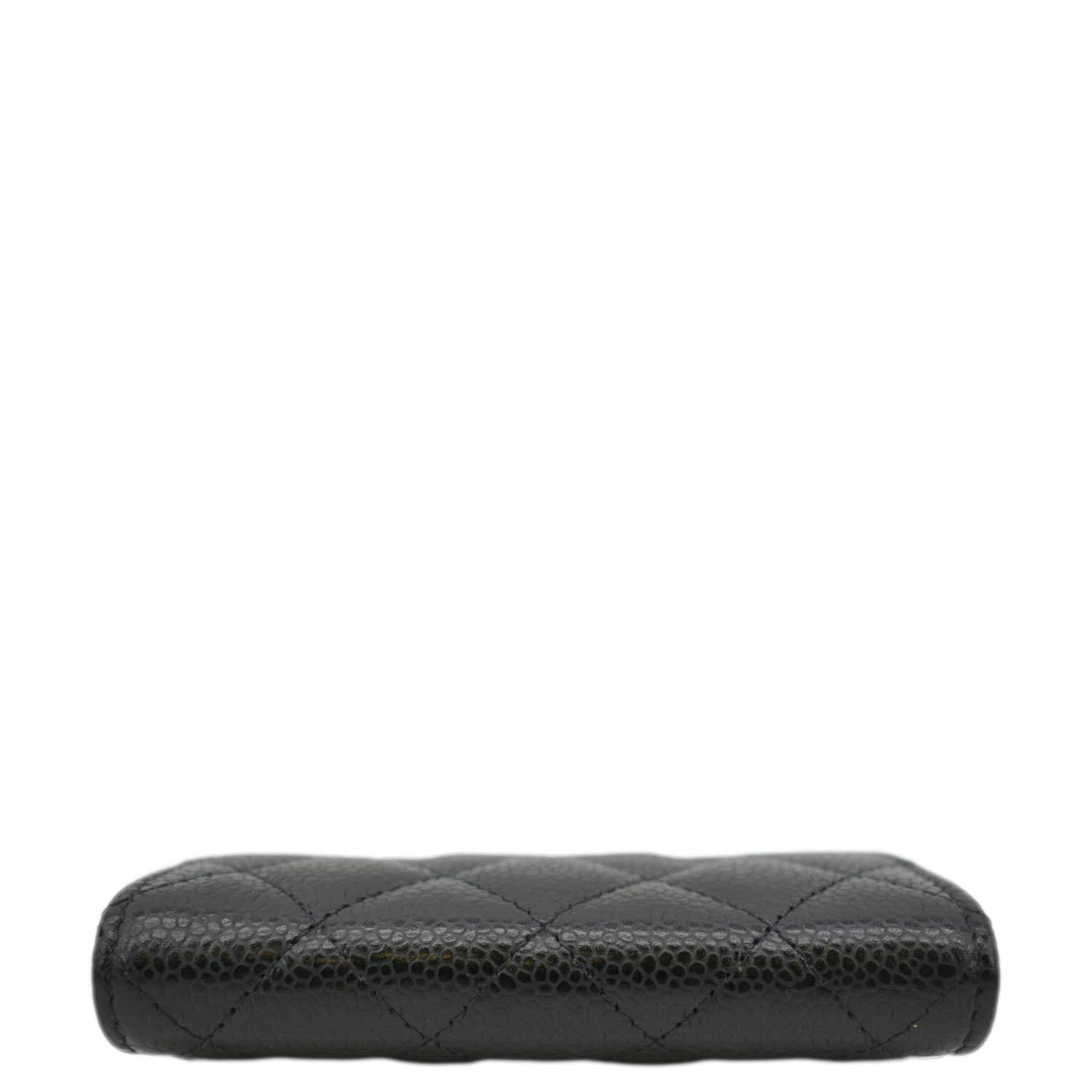 CHANEL Flap Quilted Caviar Leather Card Holder Black
