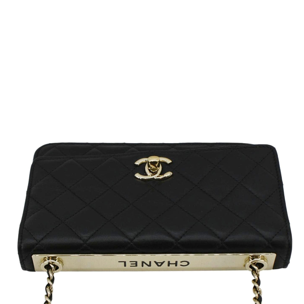 CHANEL Trendy CC Lambskin Leather Wallet On Chain Crossbody Bag Black