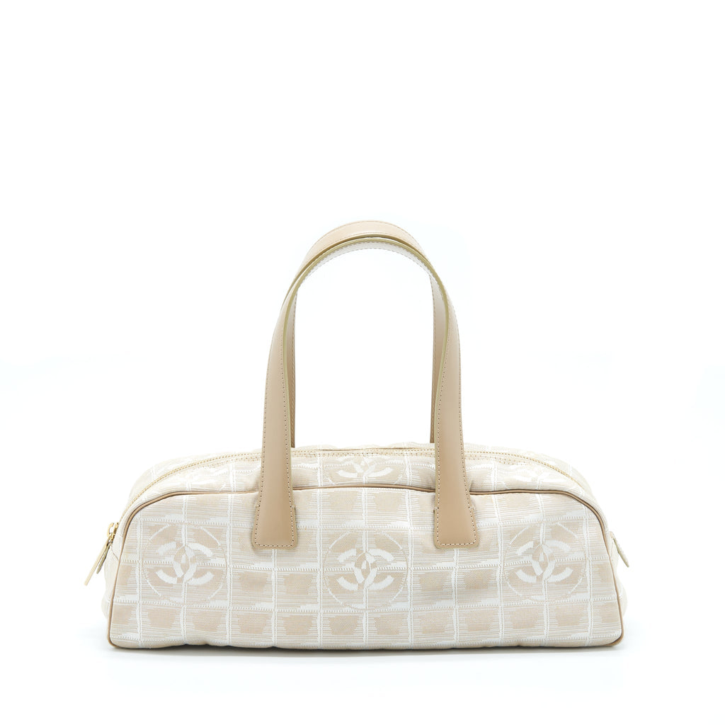 Chanel Vintage Travel Line Bowler Bag Canvas And Leather L