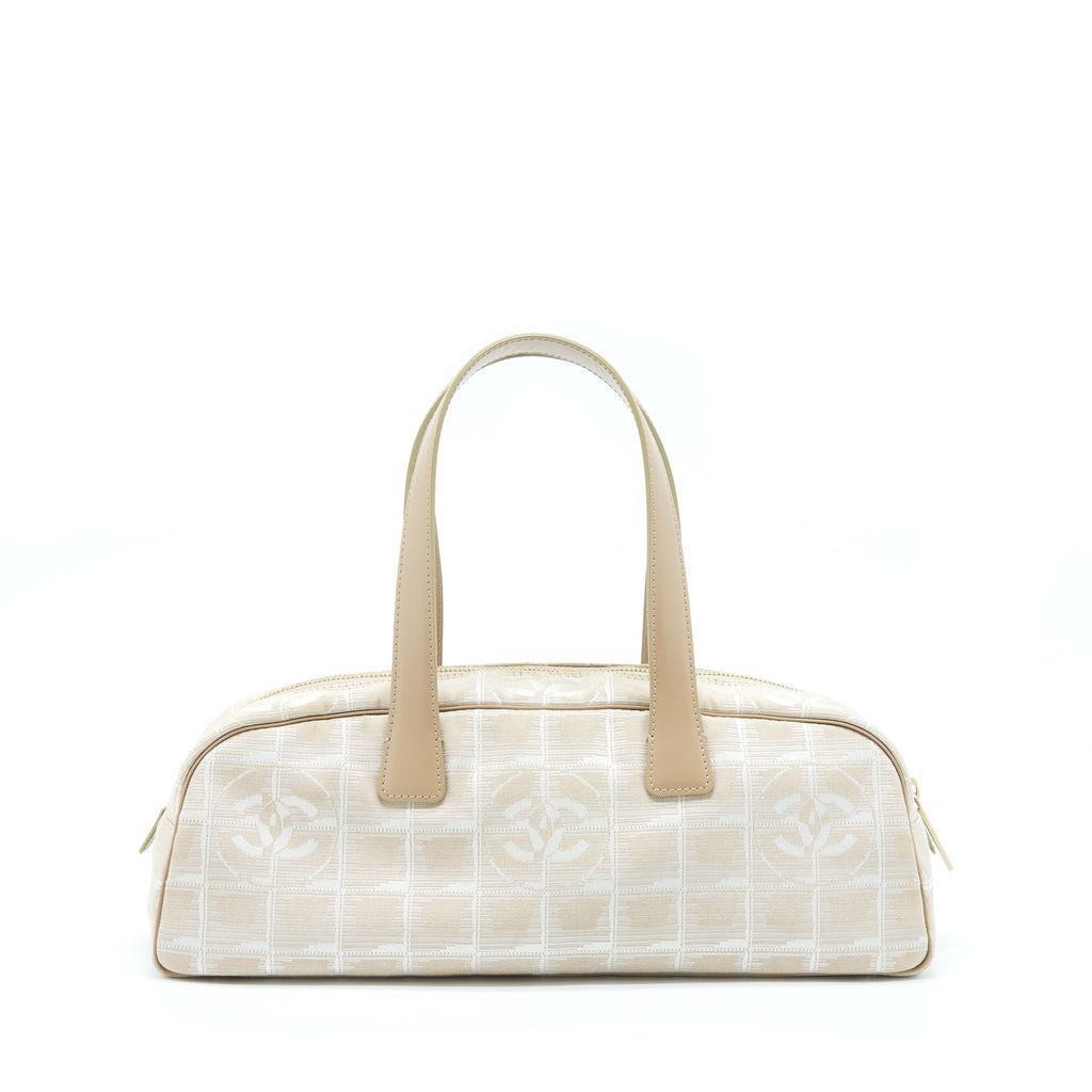 Chanel Vintage Travel Line Bowler Bag Canvas And Leather L