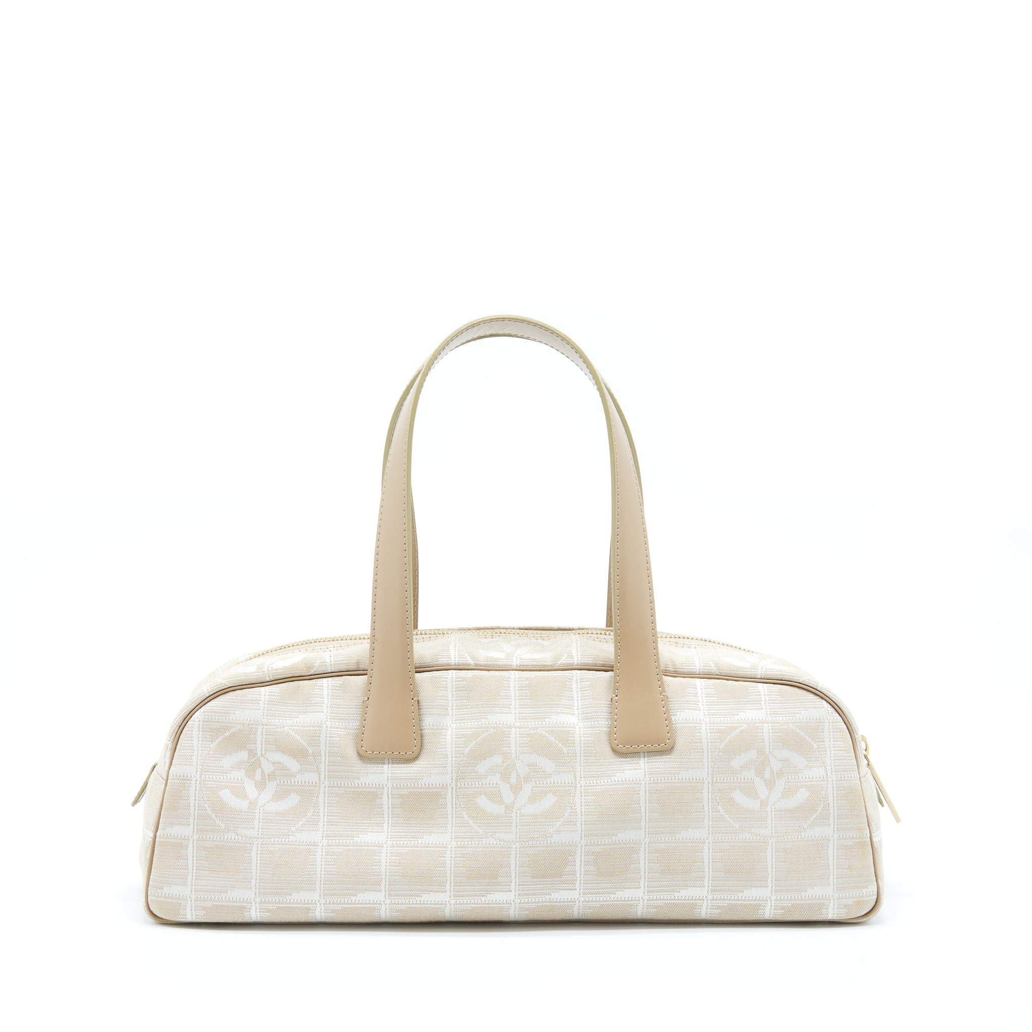Chanel Vintage Travel Line Bowler Bag Canvas And Leather L