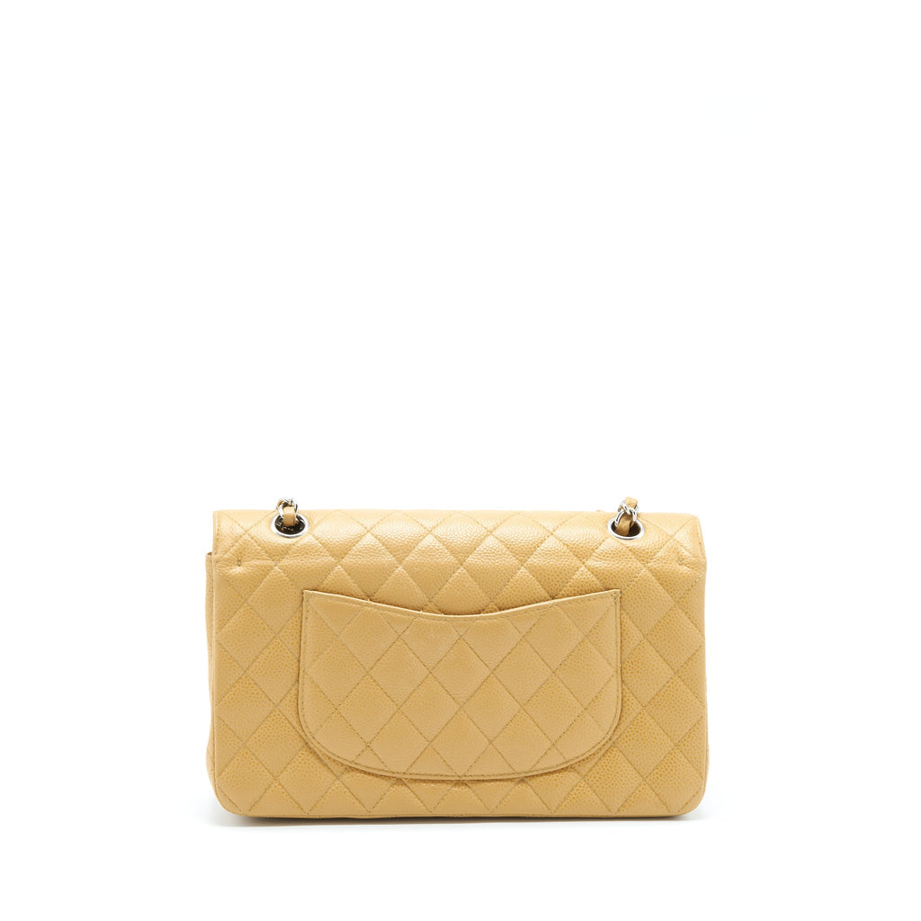 Chanel Medium Classic Double Flap Bag Caviar Dark Beige