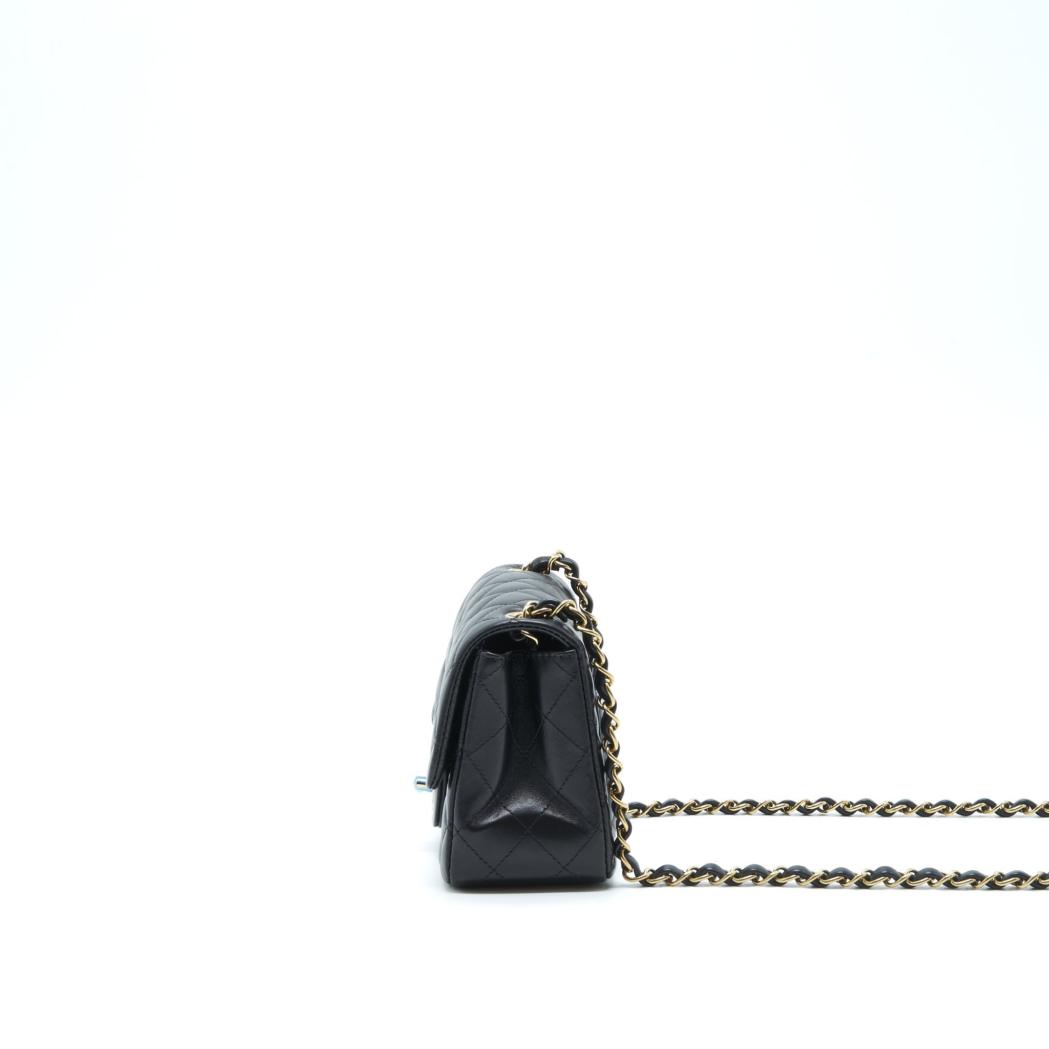 Chanel Mini Square Flap Bag Lambskin Black L