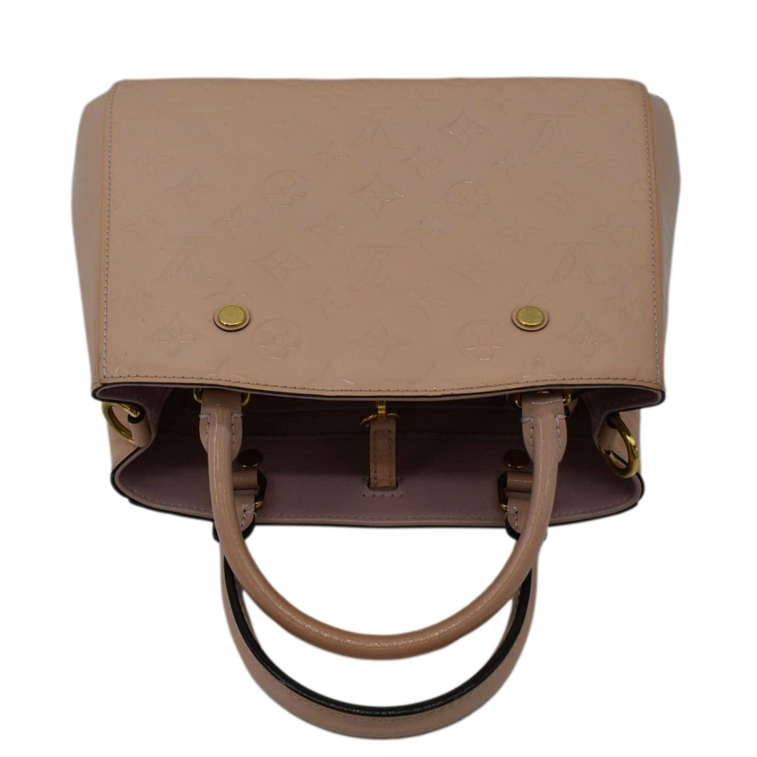 LOUIS VUITTON Montaigne BB Vernis Leather Tote Shoulder Bag Dusty Pink