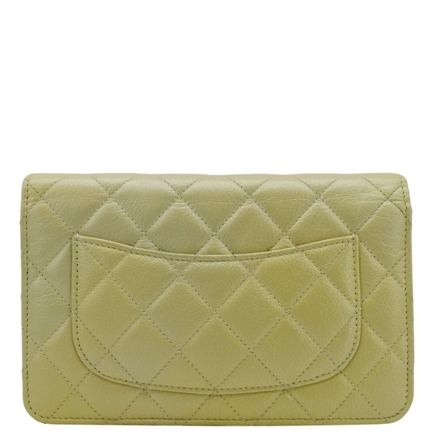 CHANEL WOC Quilted Leather Crossbody Bag Light Green