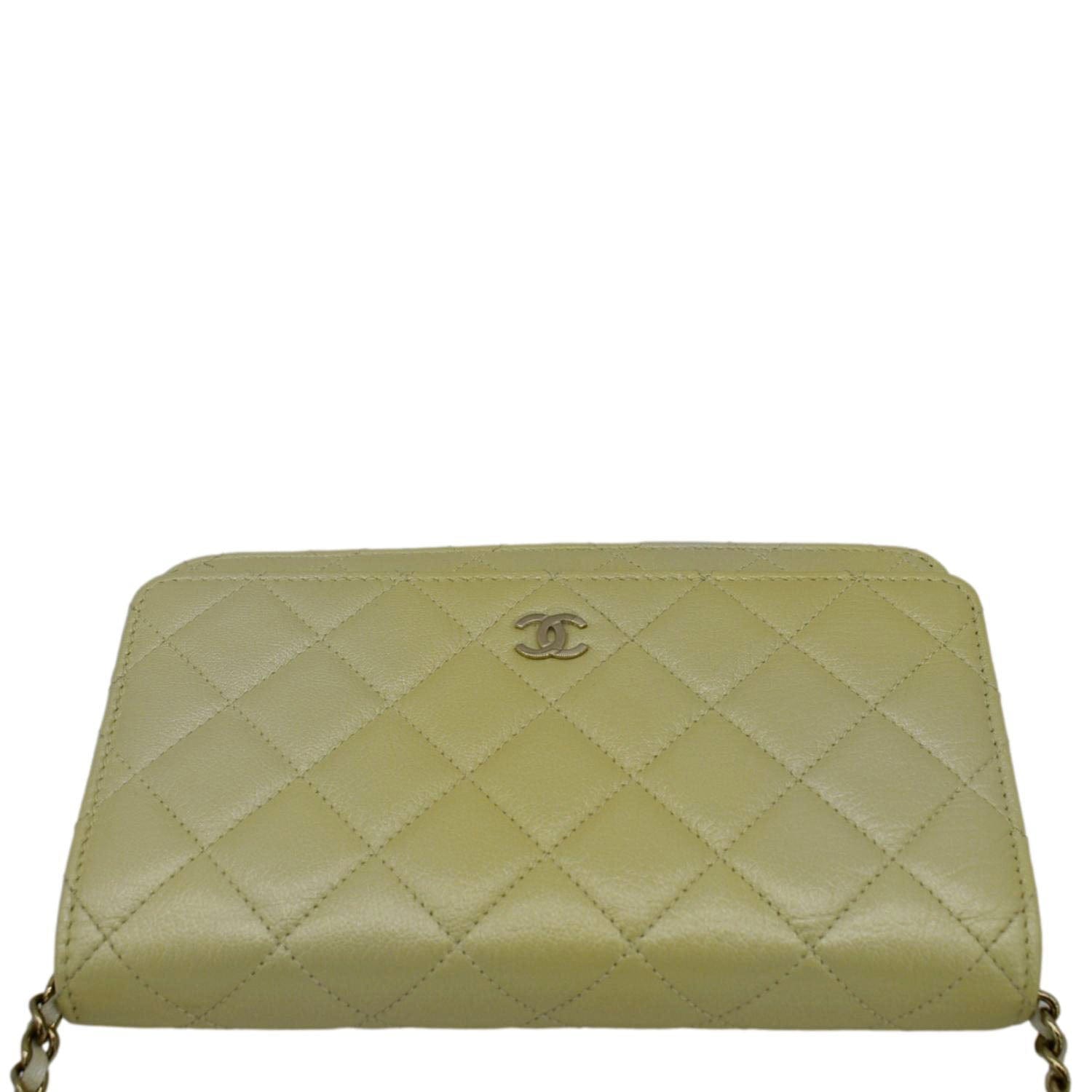 CHANEL WOC Quilted Leather Crossbody Bag Light Green