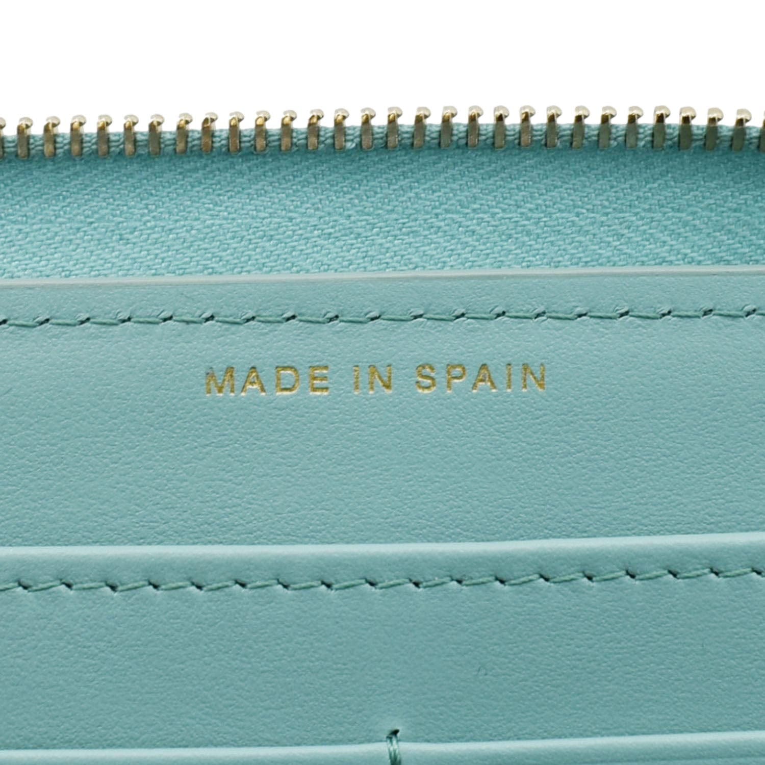 CHANEL Zip Around Quilted Caviar Leather Wallet Turquoise
