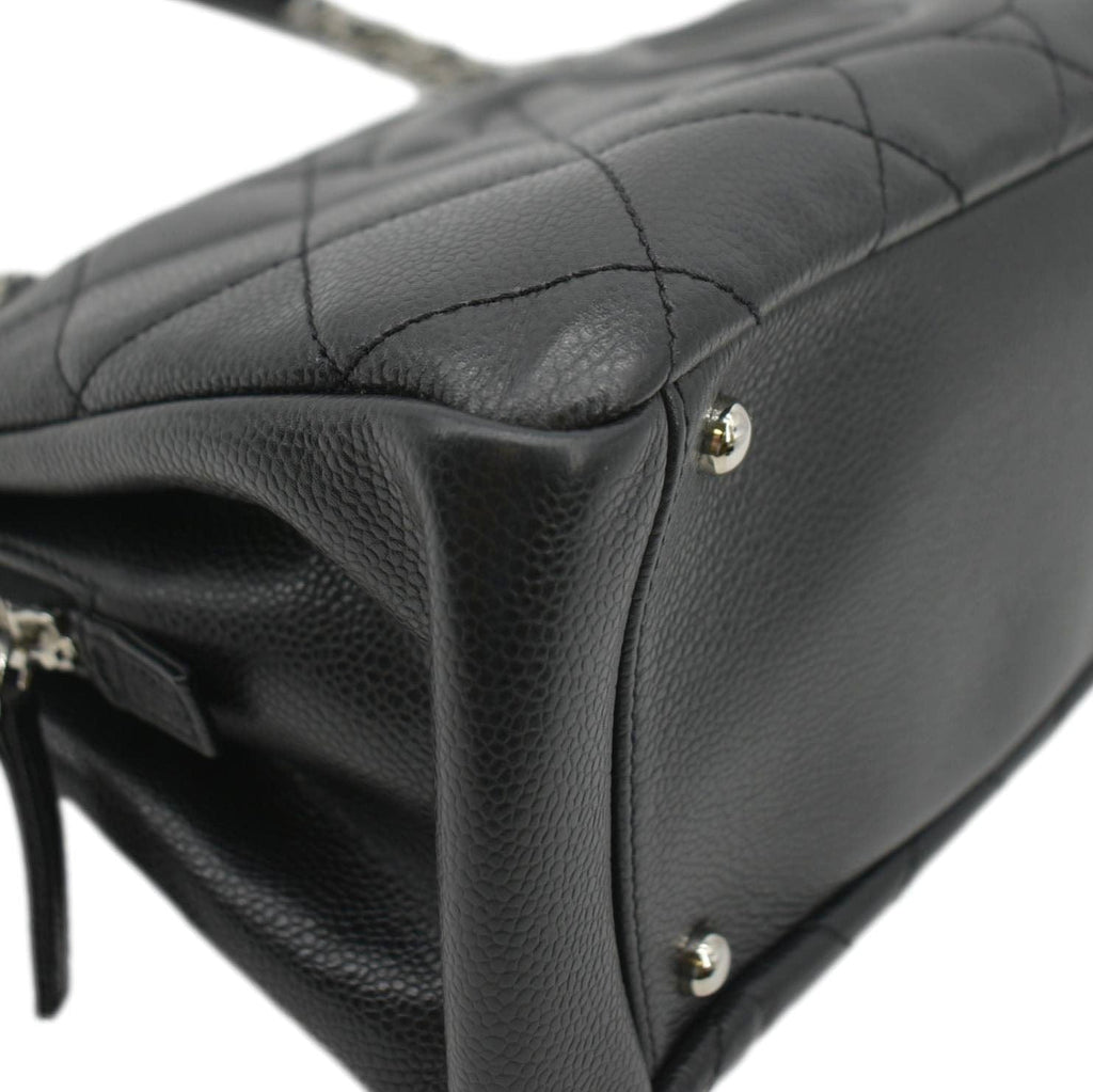 CHANEL Timeless CC Soft Quilted Caviar Leather Shopping Tote Bag Black