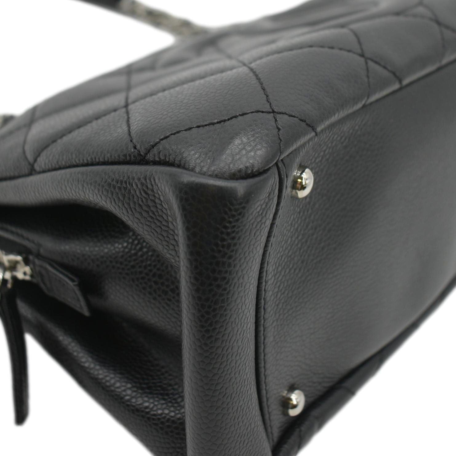 CHANEL Timeless CC Soft Quilted Caviar Leather Shopping Tote Bag Black