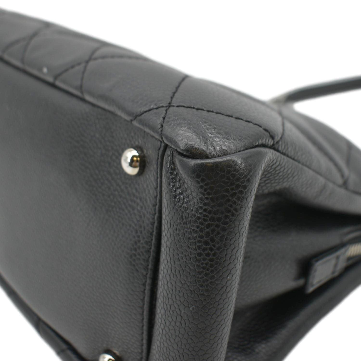 CHANEL Timeless CC Soft Quilted Caviar Leather Shopping Tote Bag Black