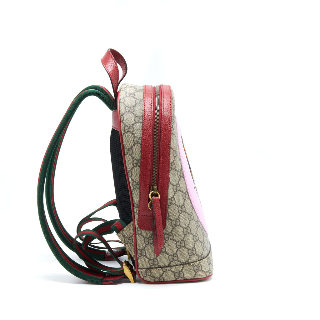 Gucci Cat Print GG Supreme Backpack Pink/Red/Multicolour