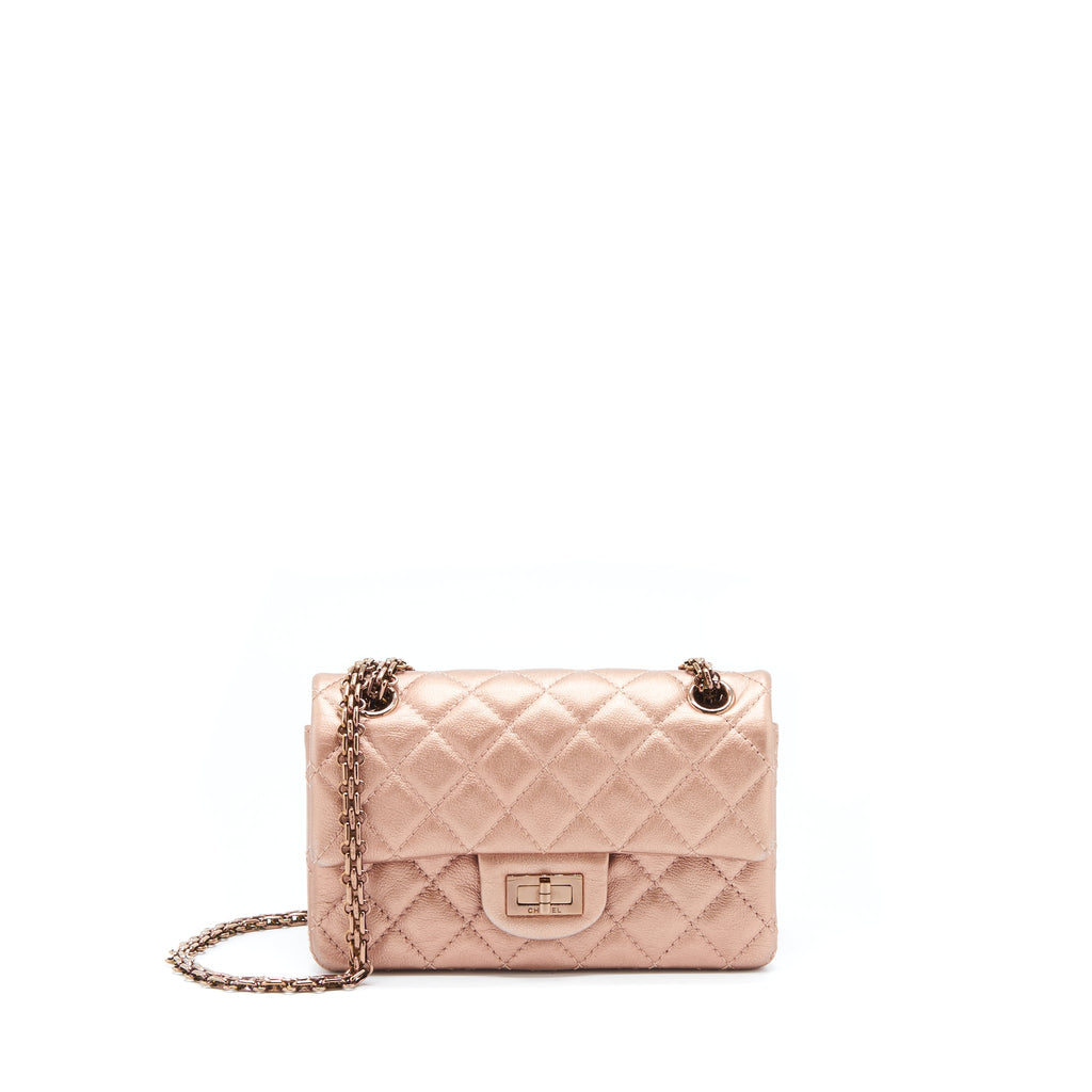 Chanel Mini 2.55 Reissue Flap Bag Calfskin Metallic Pink