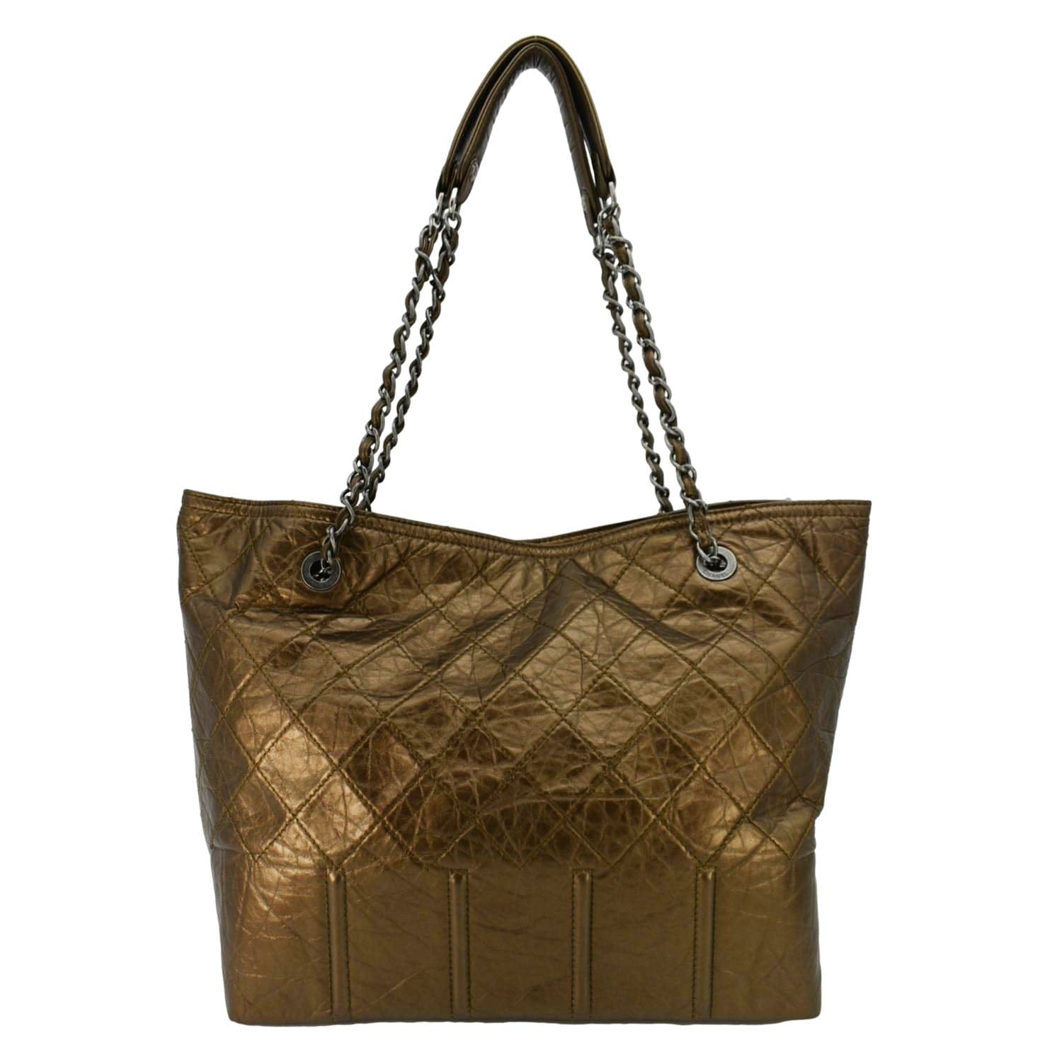 CHANEL Shopping in Moscow Quilted Calfskin Leather Tote Bag Bronze