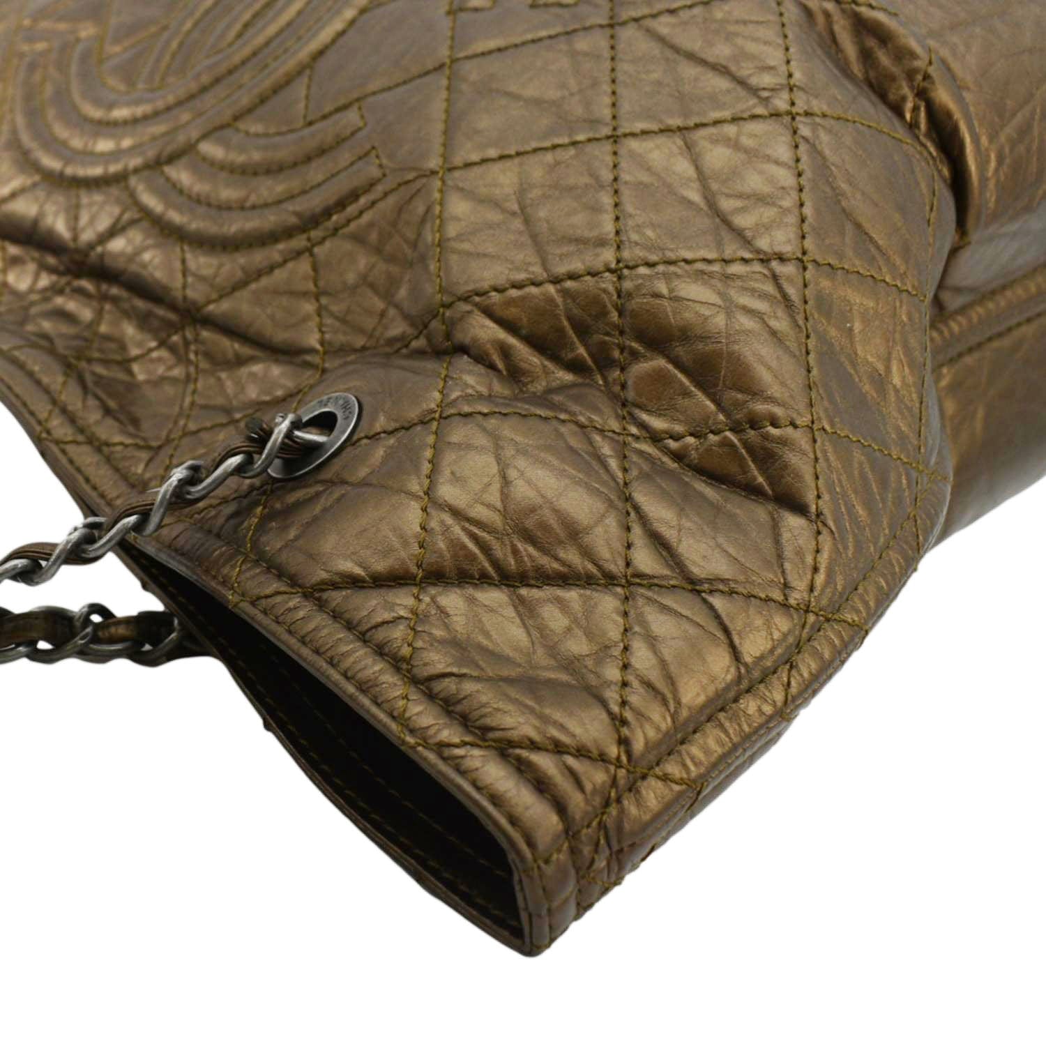CHANEL Shopping in Moscow Quilted Calfskin Leather Tote Bag Bronze