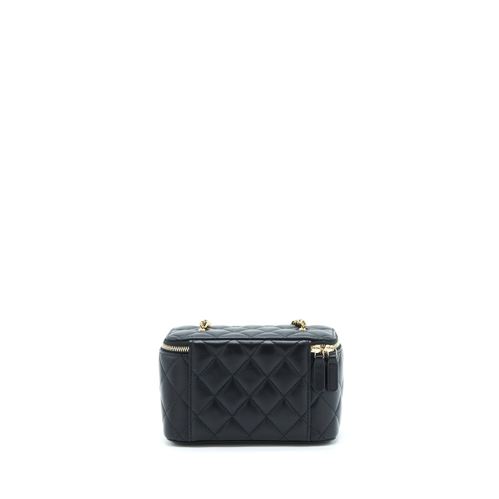 Chanel 22S Pearl Crush Long Vanity With Chain Lambskin Black