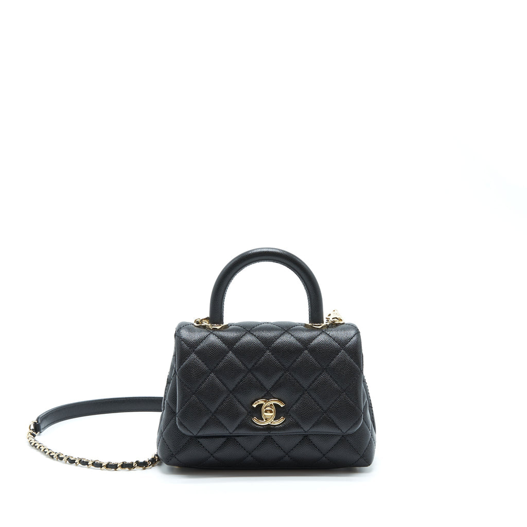 Chanel Mini Coco Handle Caviar Black L