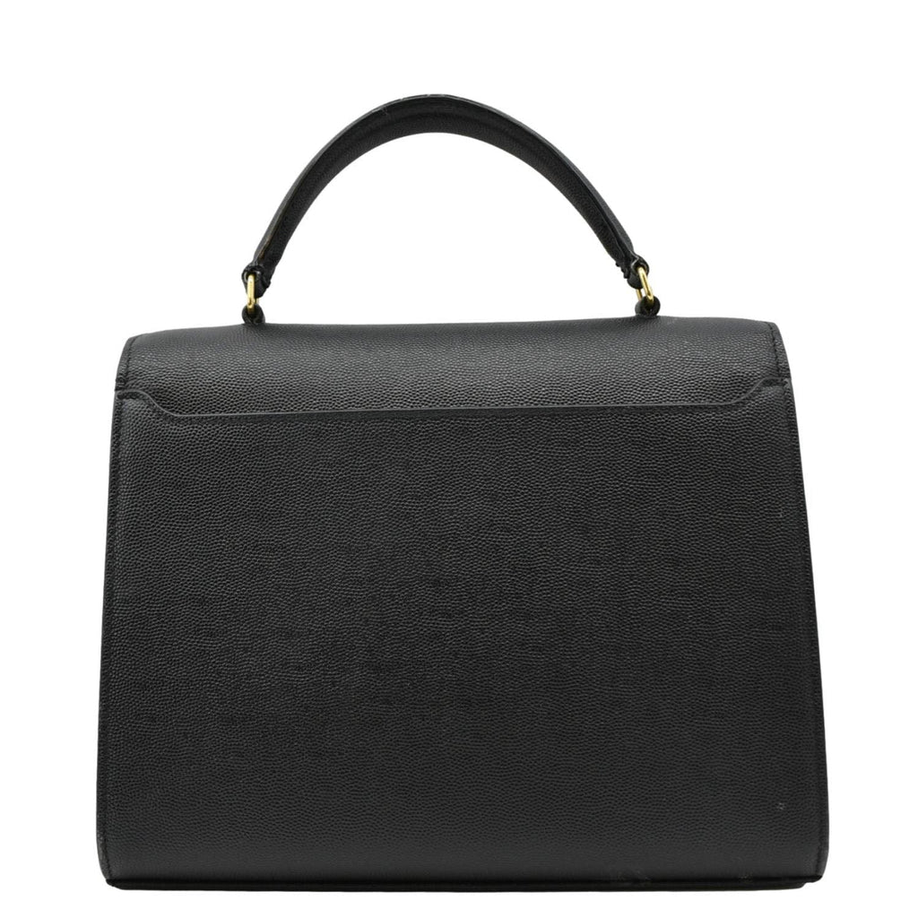 YVES SAINT LAURENT Cassandra Top Handle Leather Shoulder Bag Black
